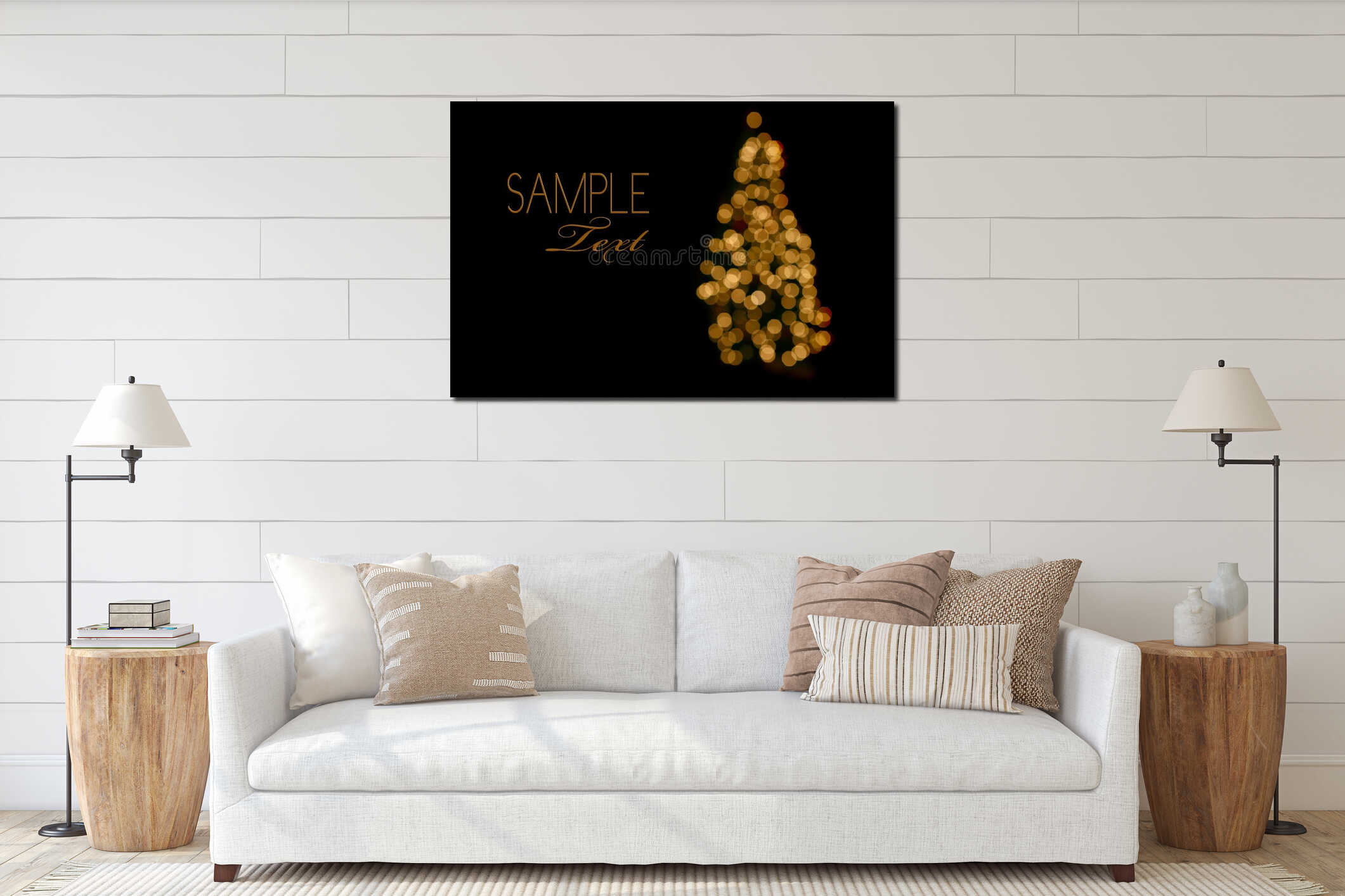 Abstract Christmas Tree Lights interior mockup