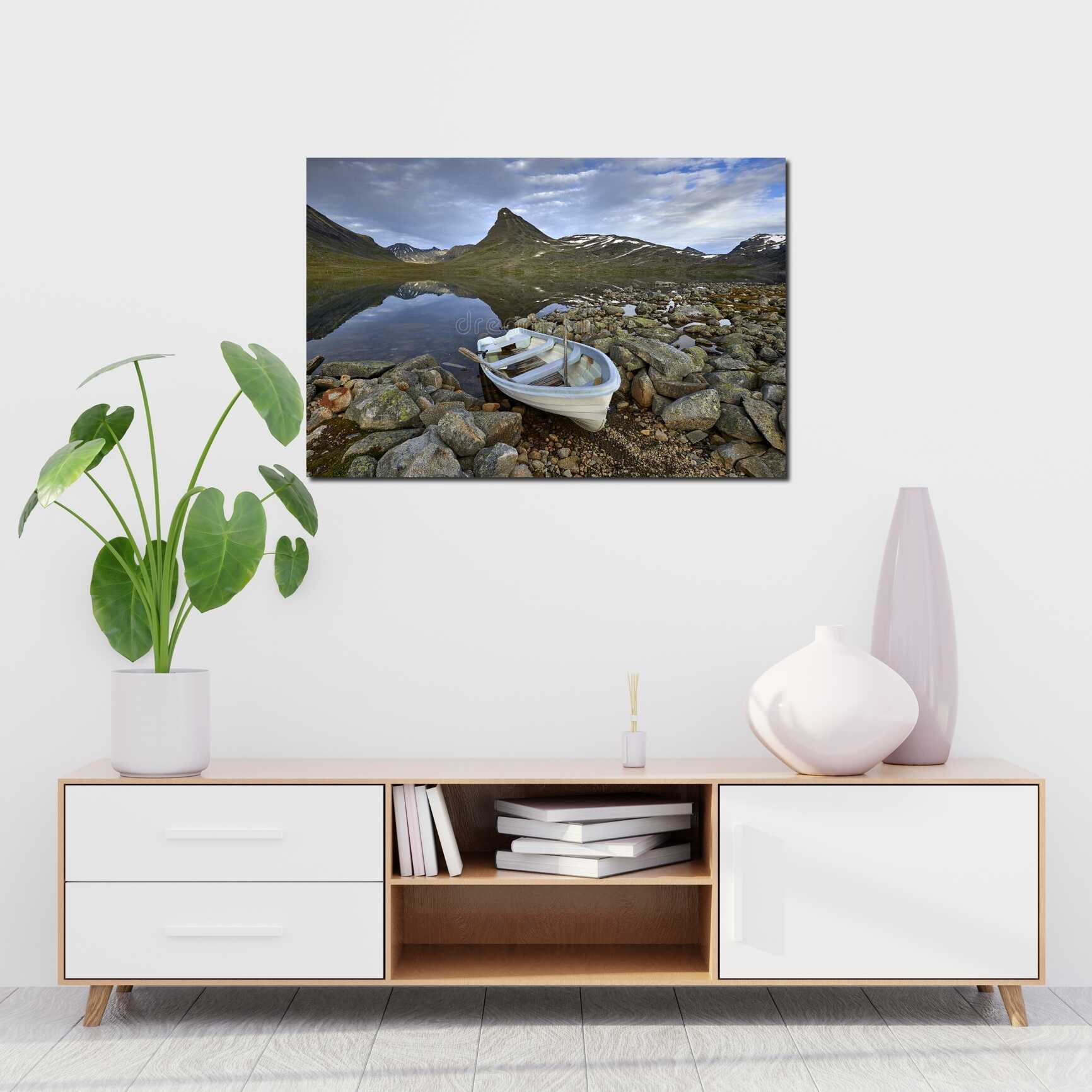 Canvas above sofa for size context