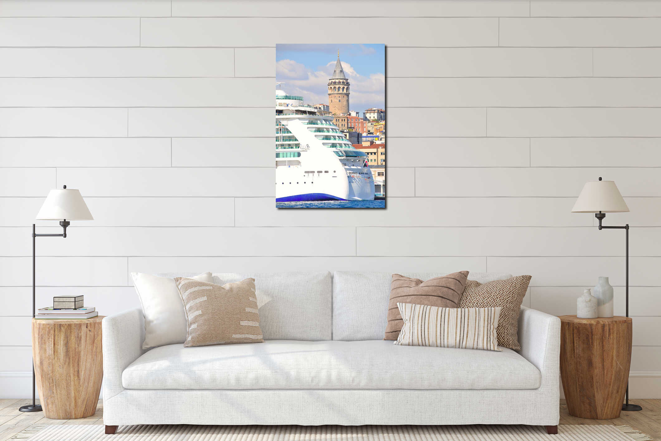 Cruise ship and Galata Tower interior mockup