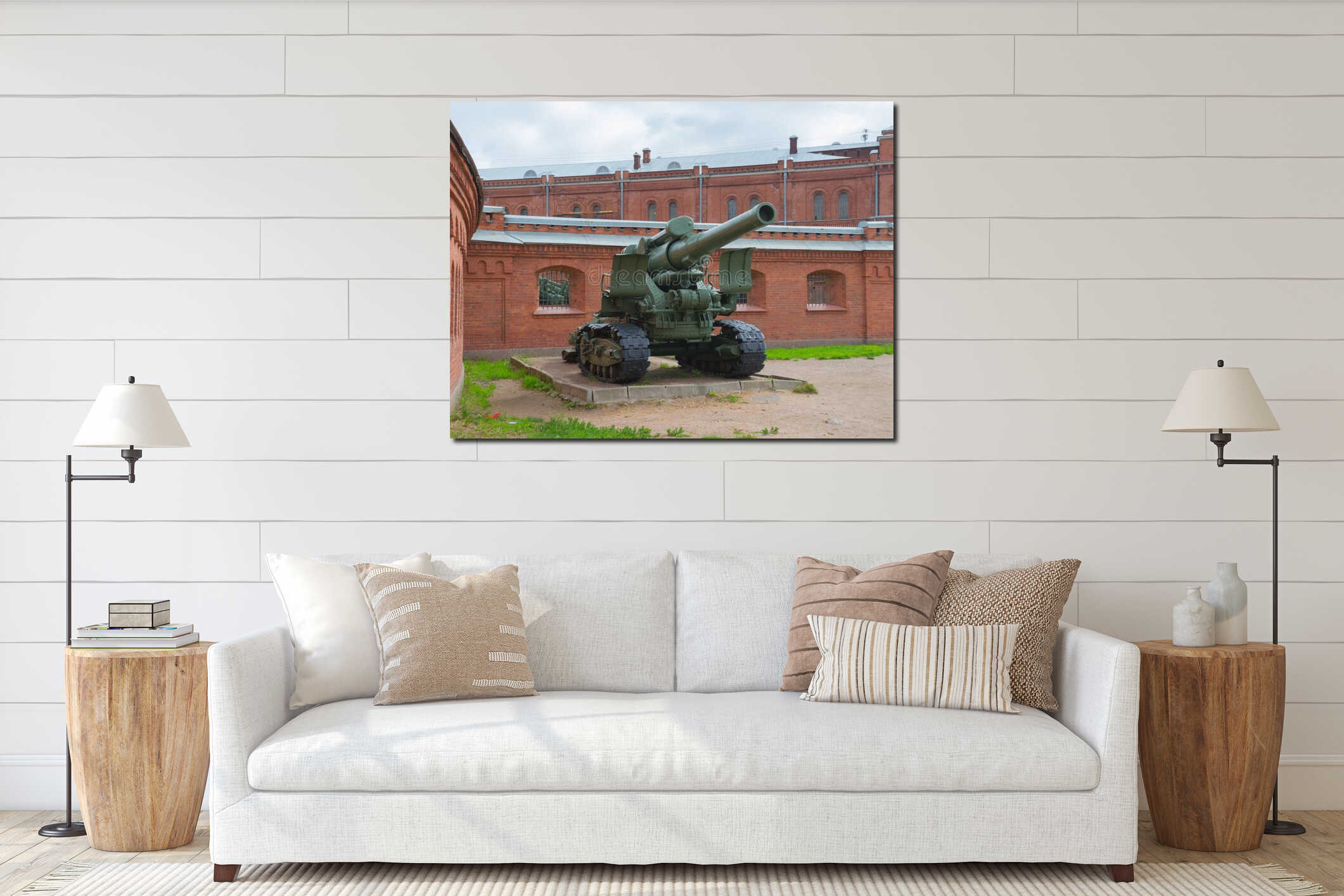 Russia Petersburg July 2016 the exhibition guns at the entrance to the Museum of artillery interior mockup