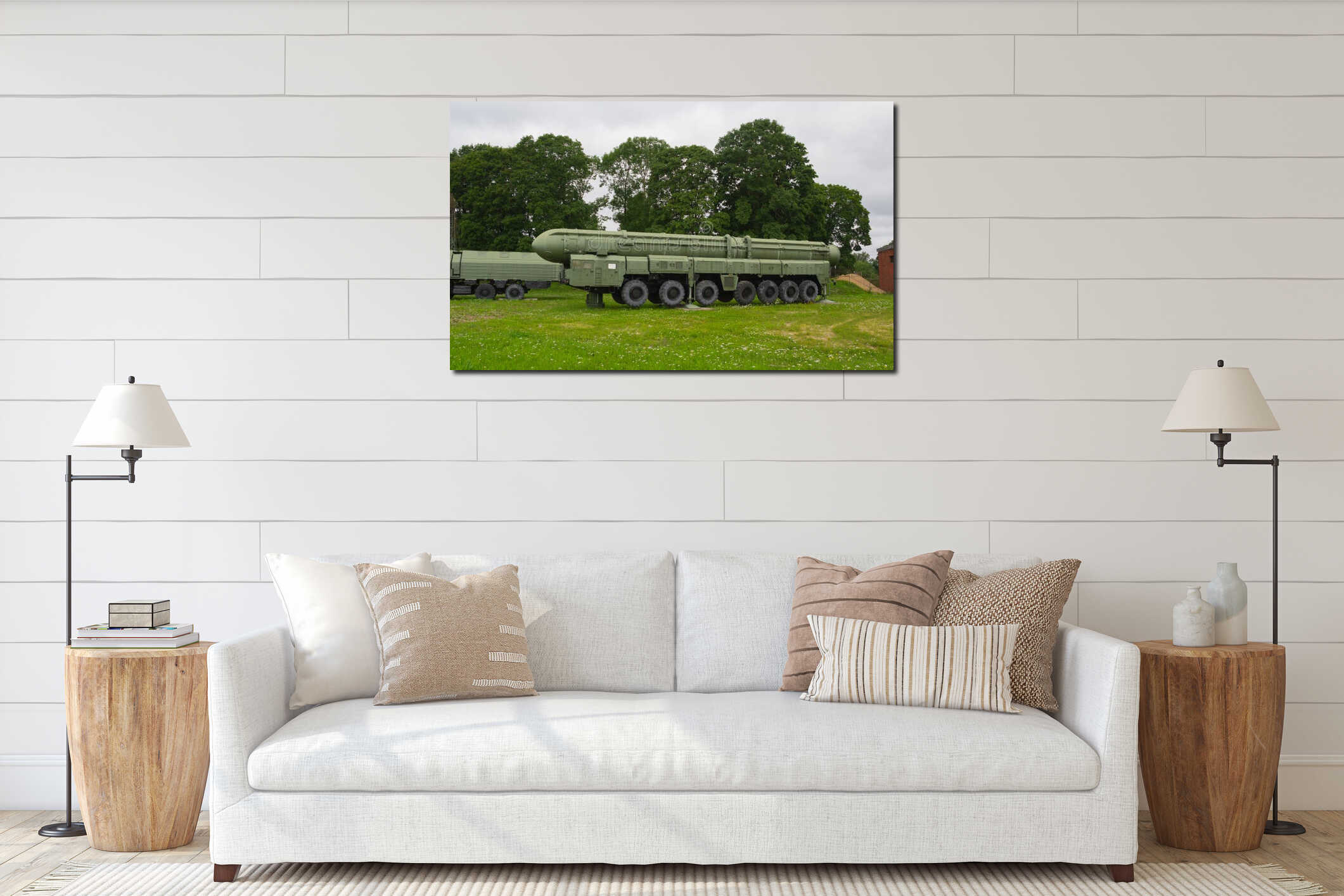 Russia Petersburg July 2016 courtyard of the Museum of artillery tractor with a rocket interior mockup