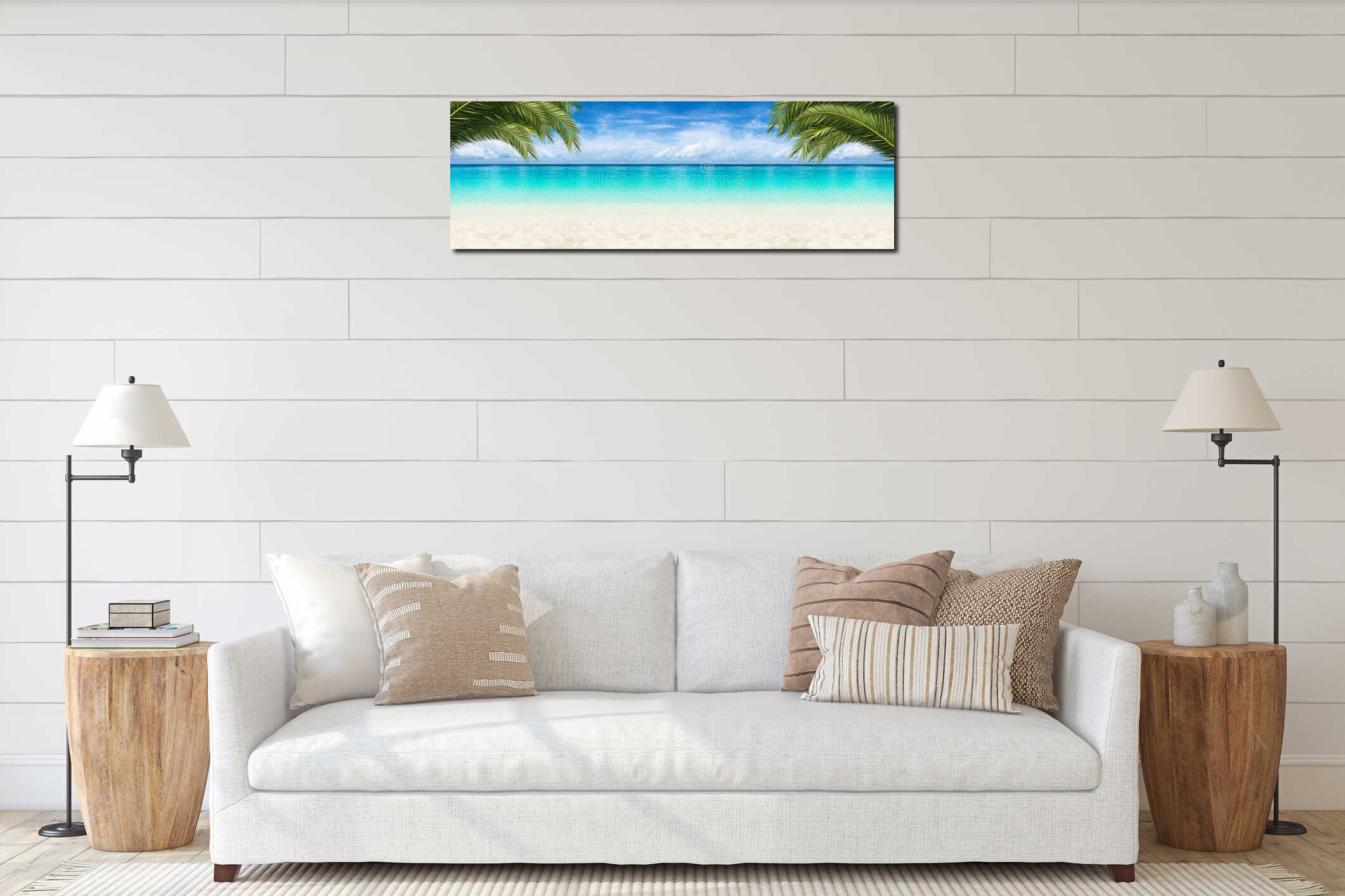 Paradise beach background interior mockup