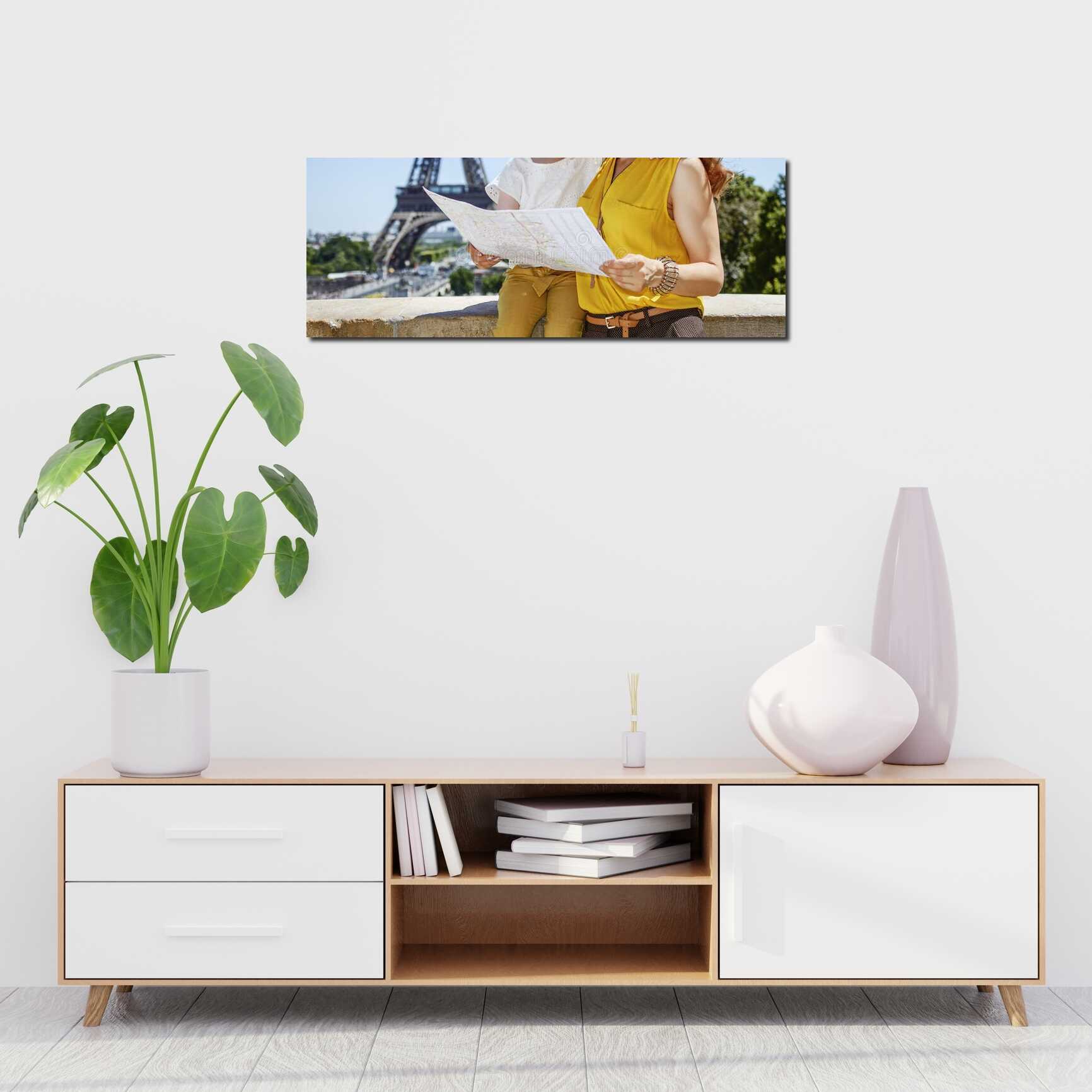 Canvas above sofa for size context