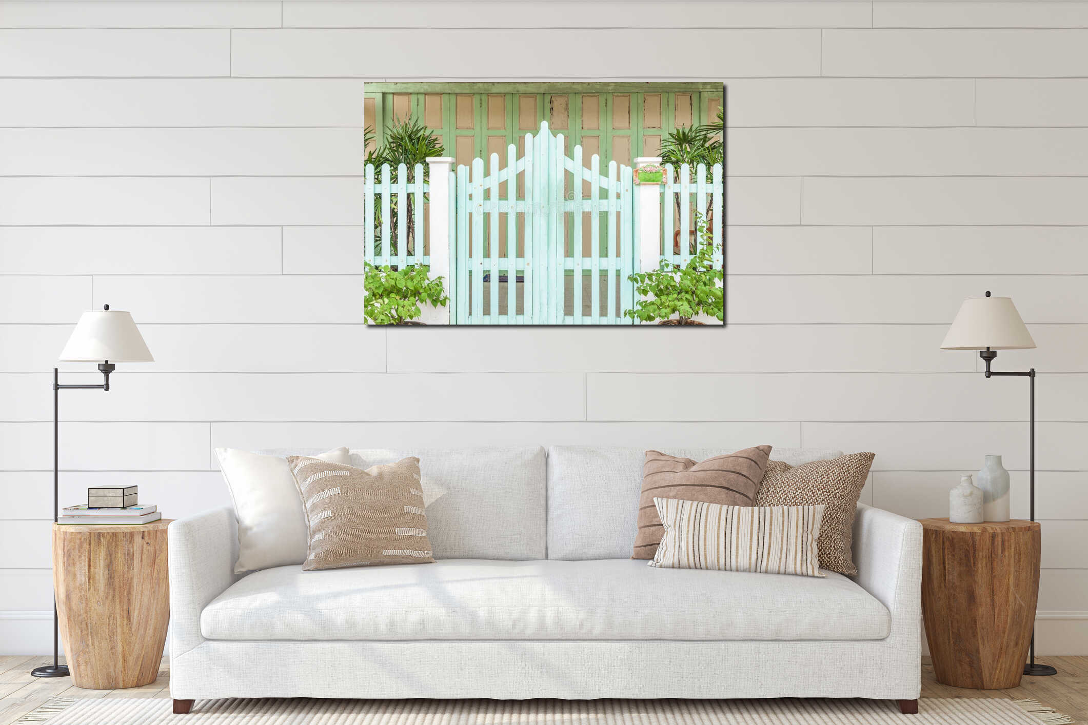 Vintage, old house fence interior mockup