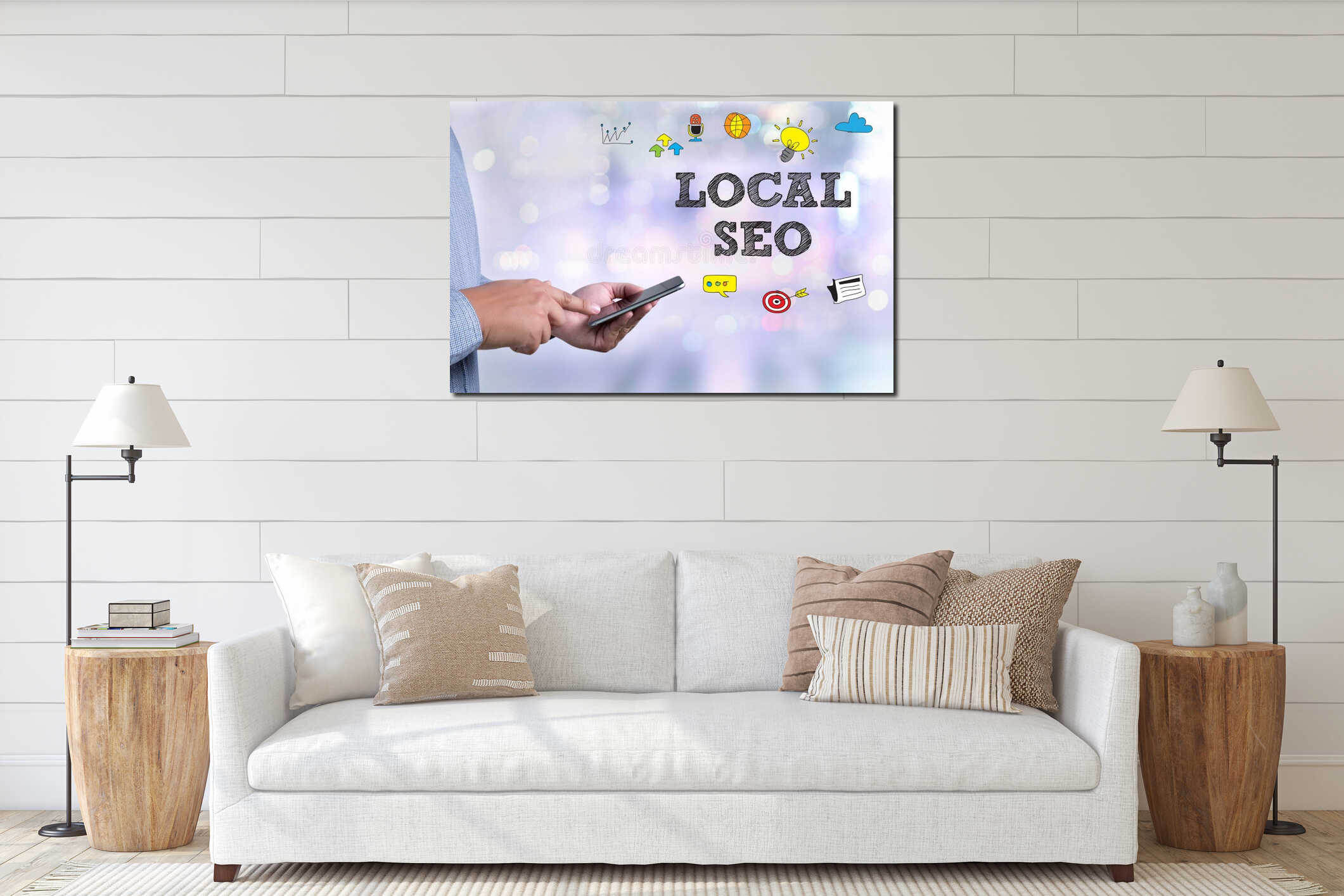 Canvas hanging interior mockup