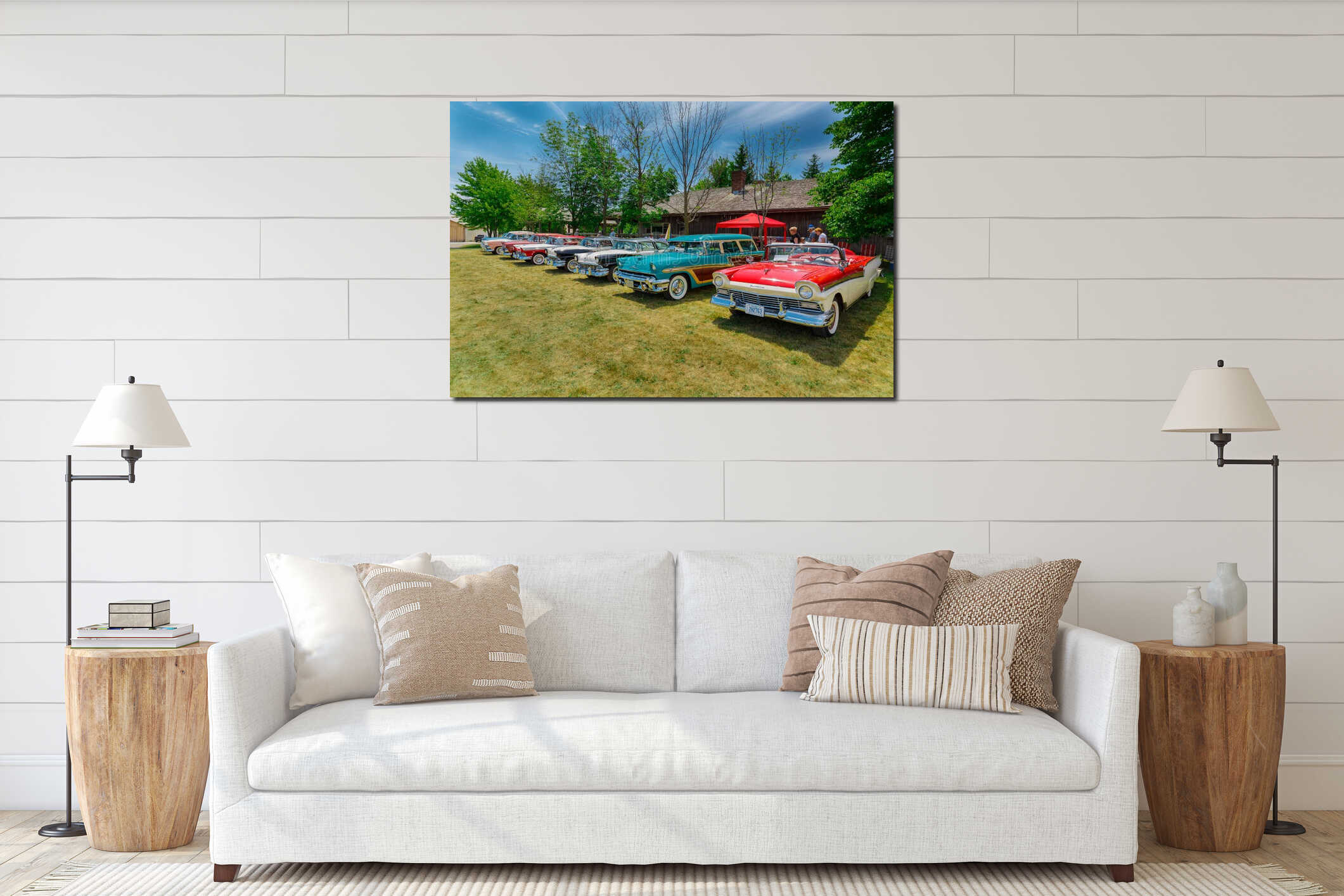 Stunning gorgeous amazing front view of classic vintage retro cars interior mockup