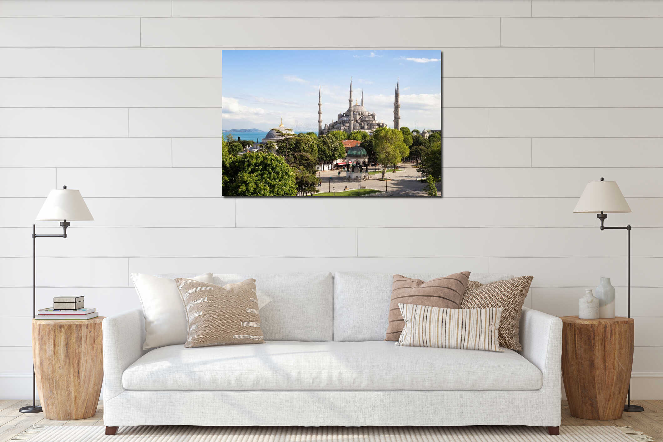 The Blue Mosque Istanbul, Turkey. Sultanahmet park interior mockup