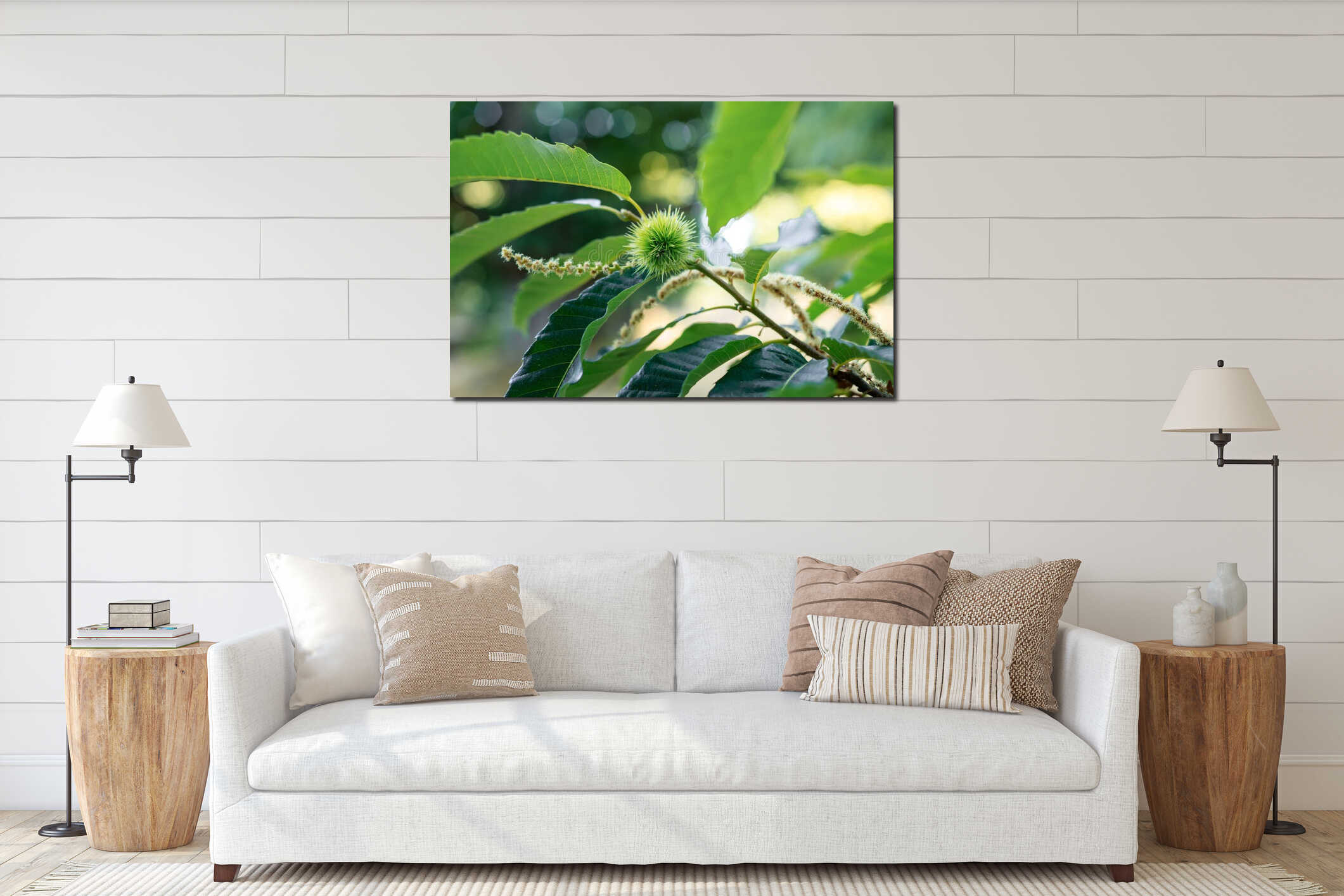 Green chestnut tree in summer. Background or texture interior mockup