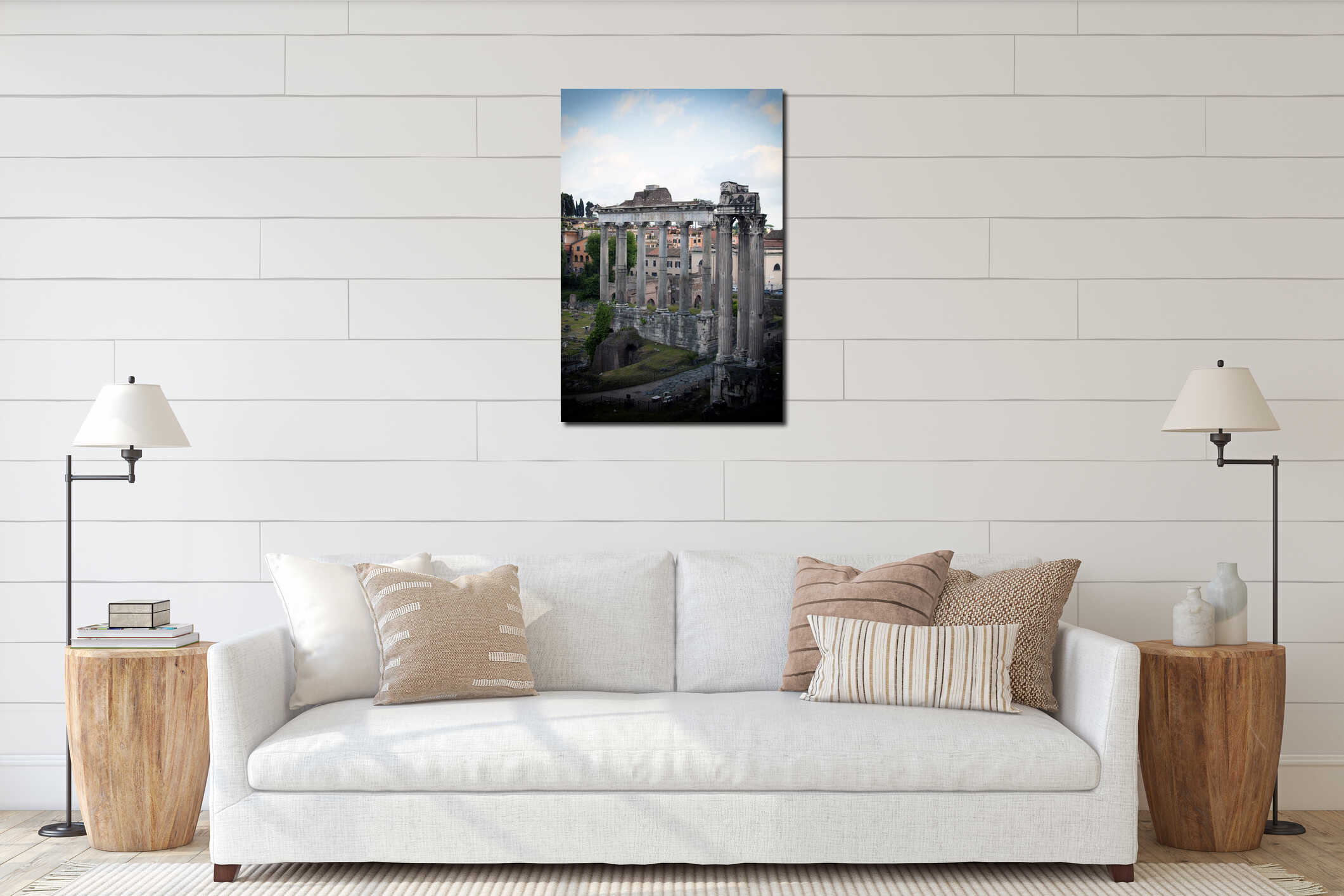Stone columns in the Imperial forums of Emperor Augustus interior mockup