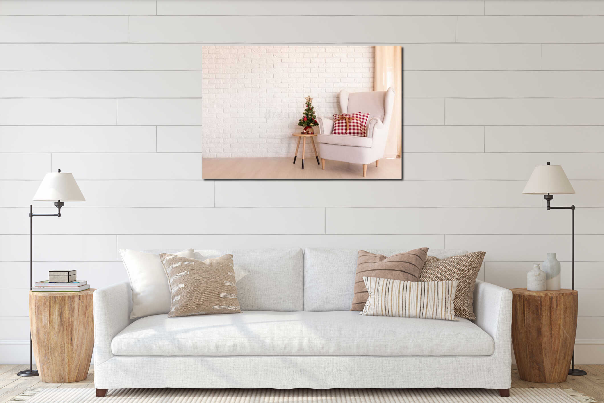 Christmas living room interior mockup