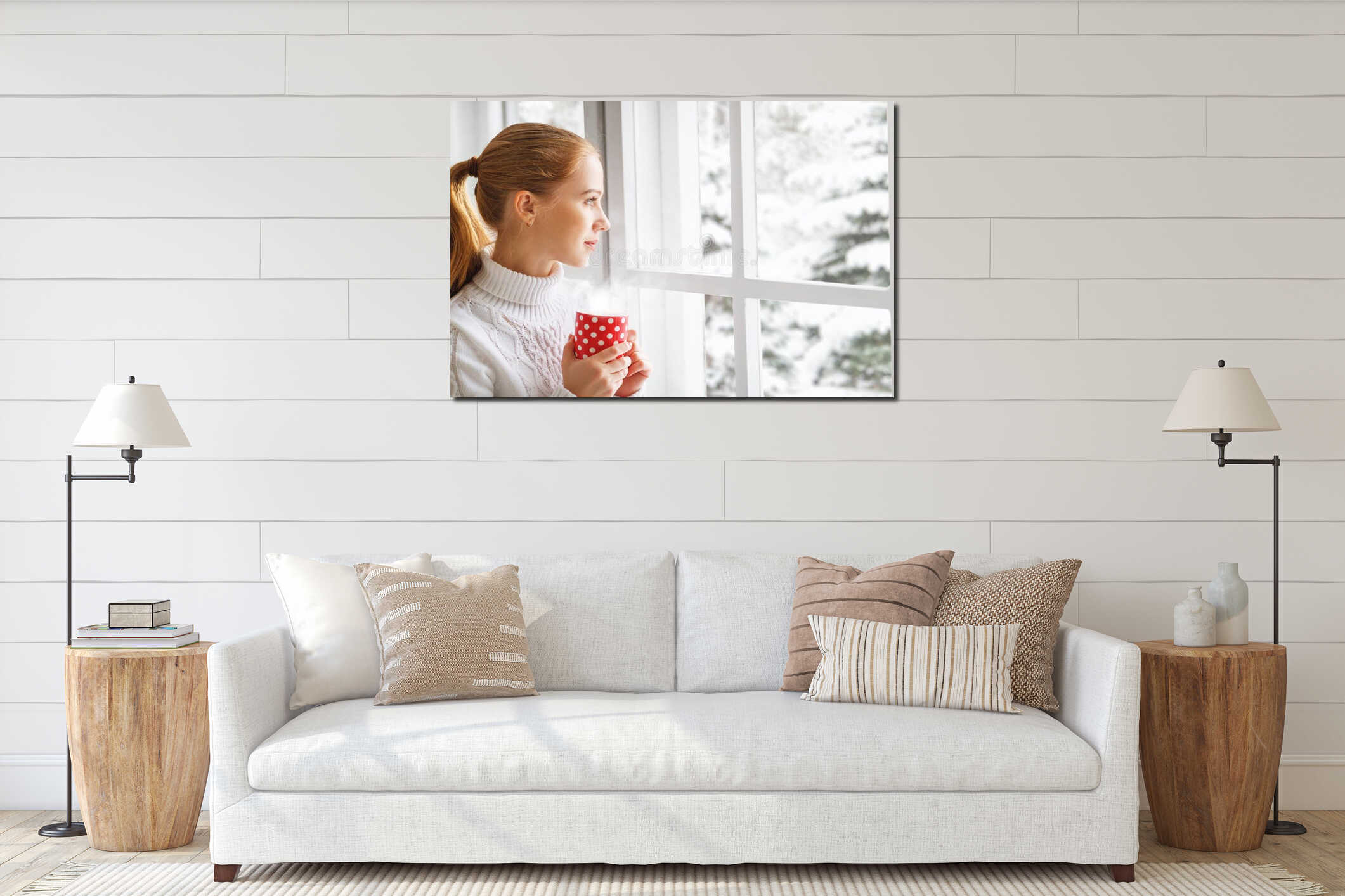 Canvas hanging interior mockup