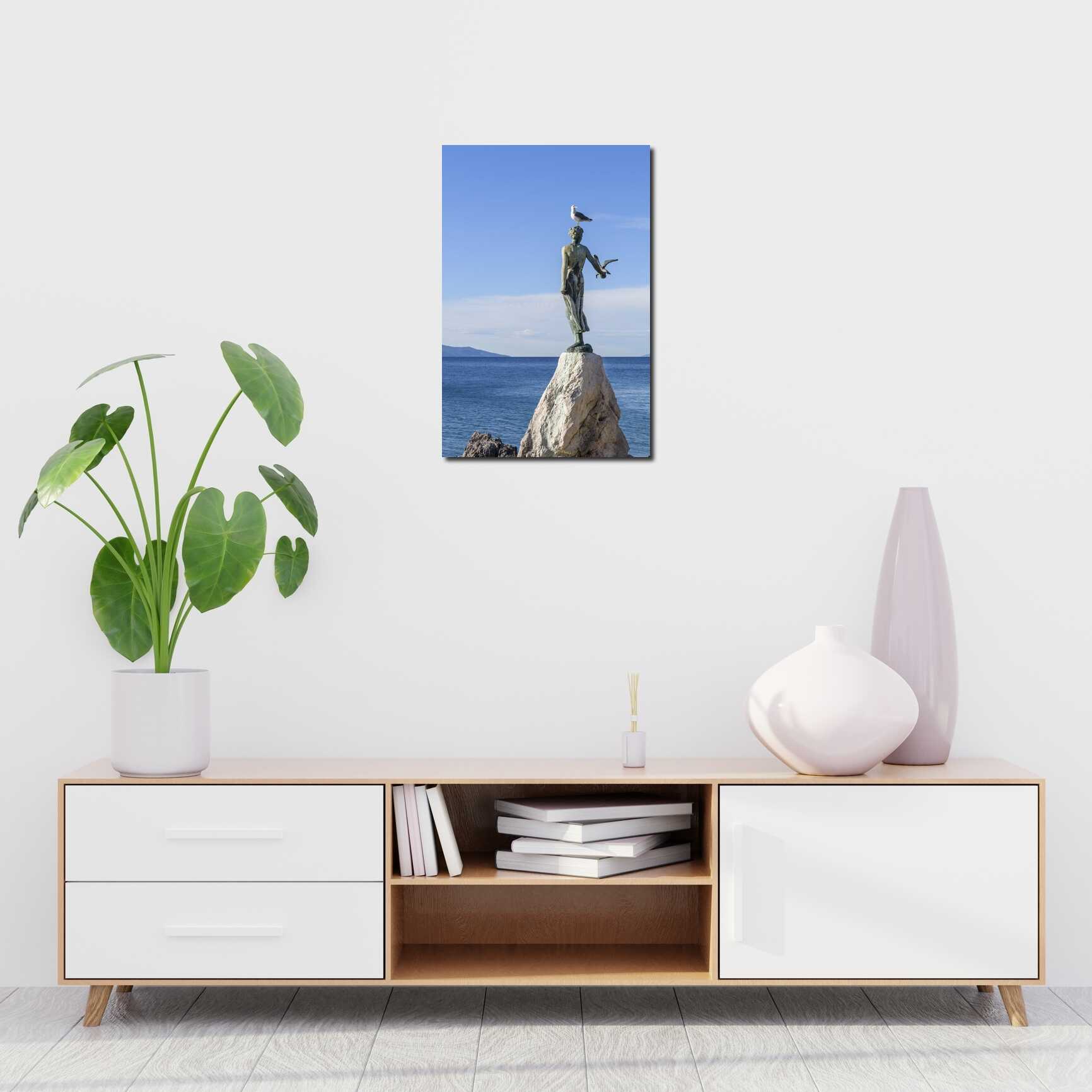 Canvas above sofa for size context