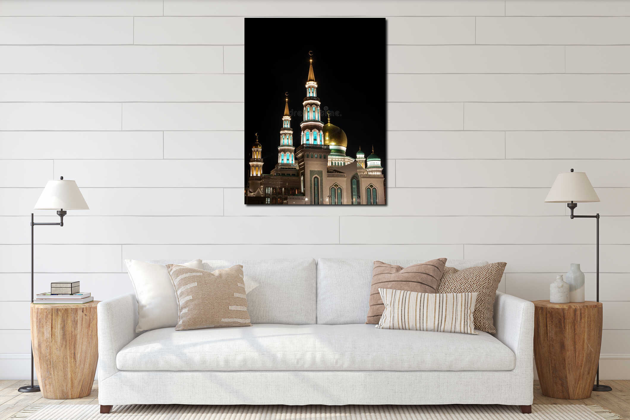 Moscow Cathedral Mosque. Night Photography. interior mockup