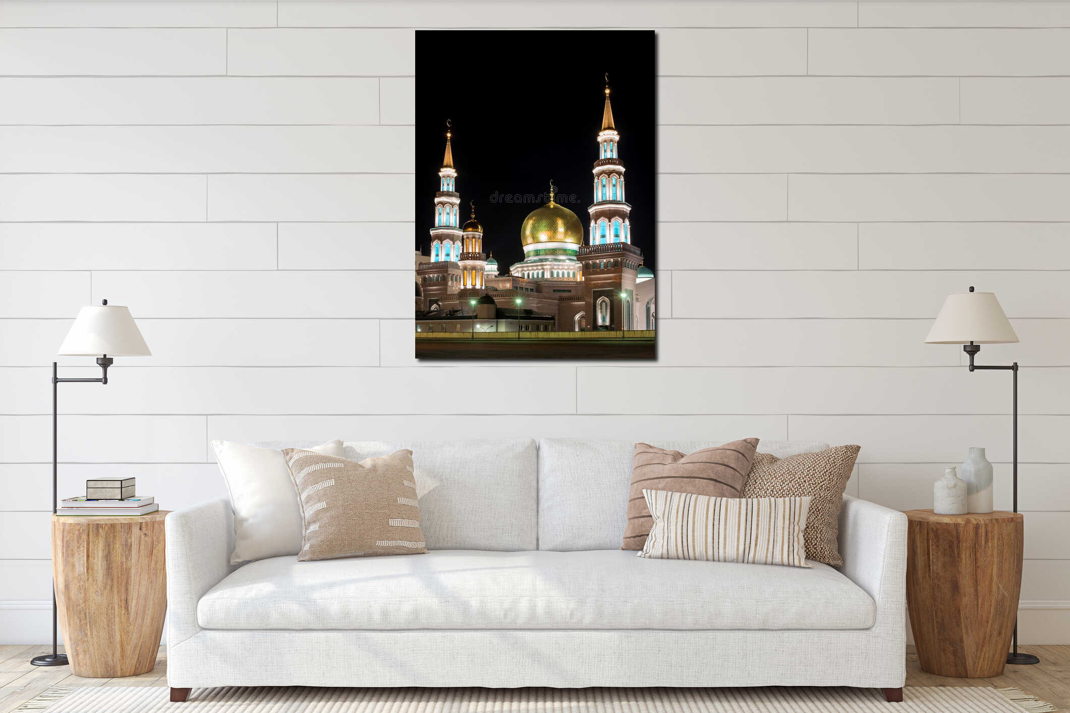 Moscow Cathedral Mosque. Night Photography. interior mockup