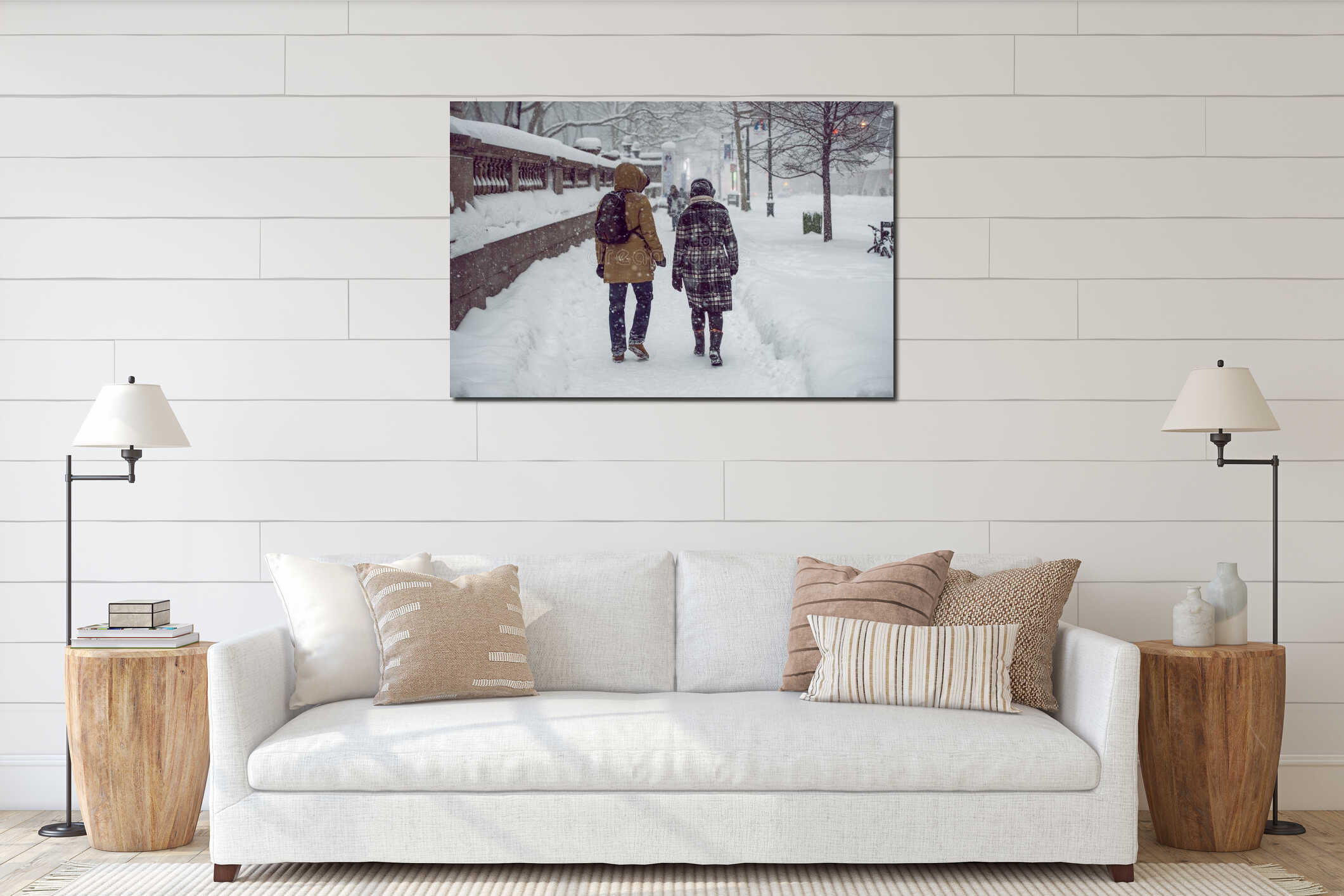 Canvas hanging interior mockup