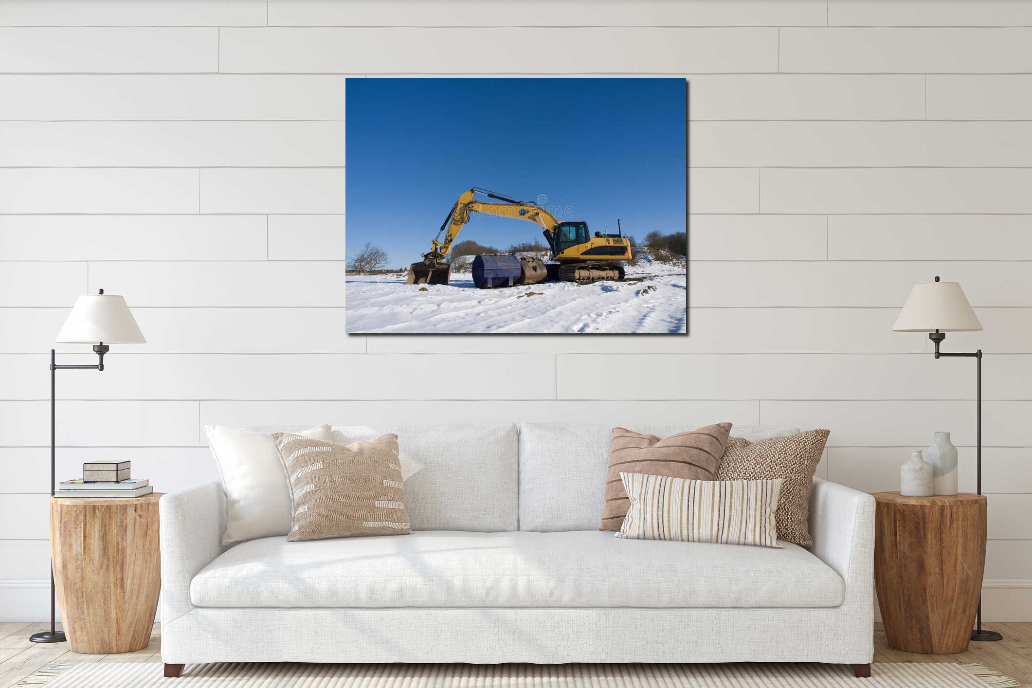 Heavy equipment in snow interior mockup