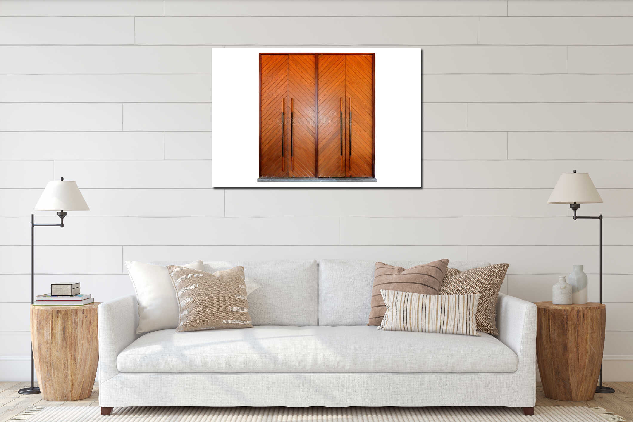 2 large wooden door interior mockup