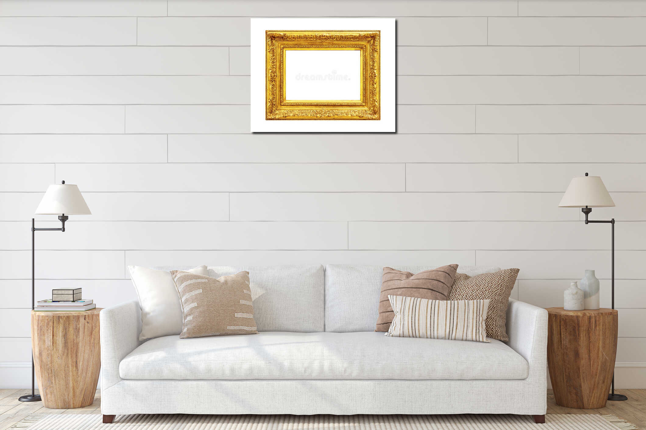 Antique ornate gold frame interior mockup