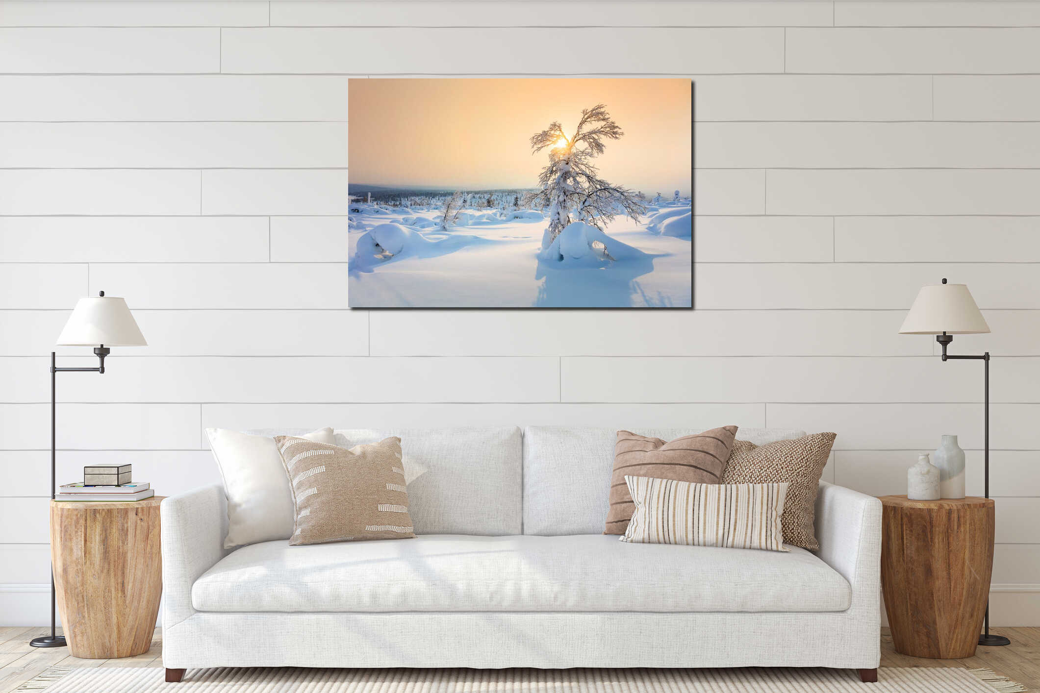 Beautiful Winter Sundown - Northern Nature Landscape interior mockup