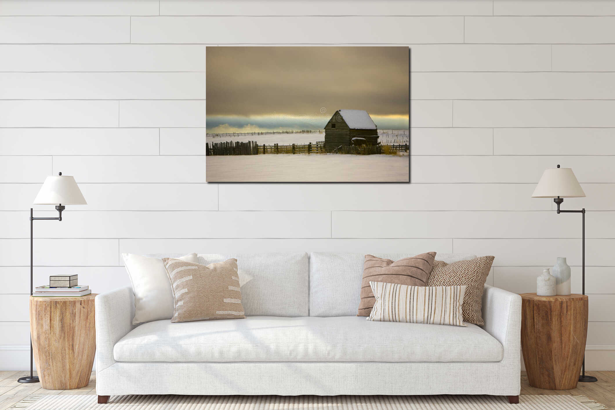 Old Barn in Snow interior mockup