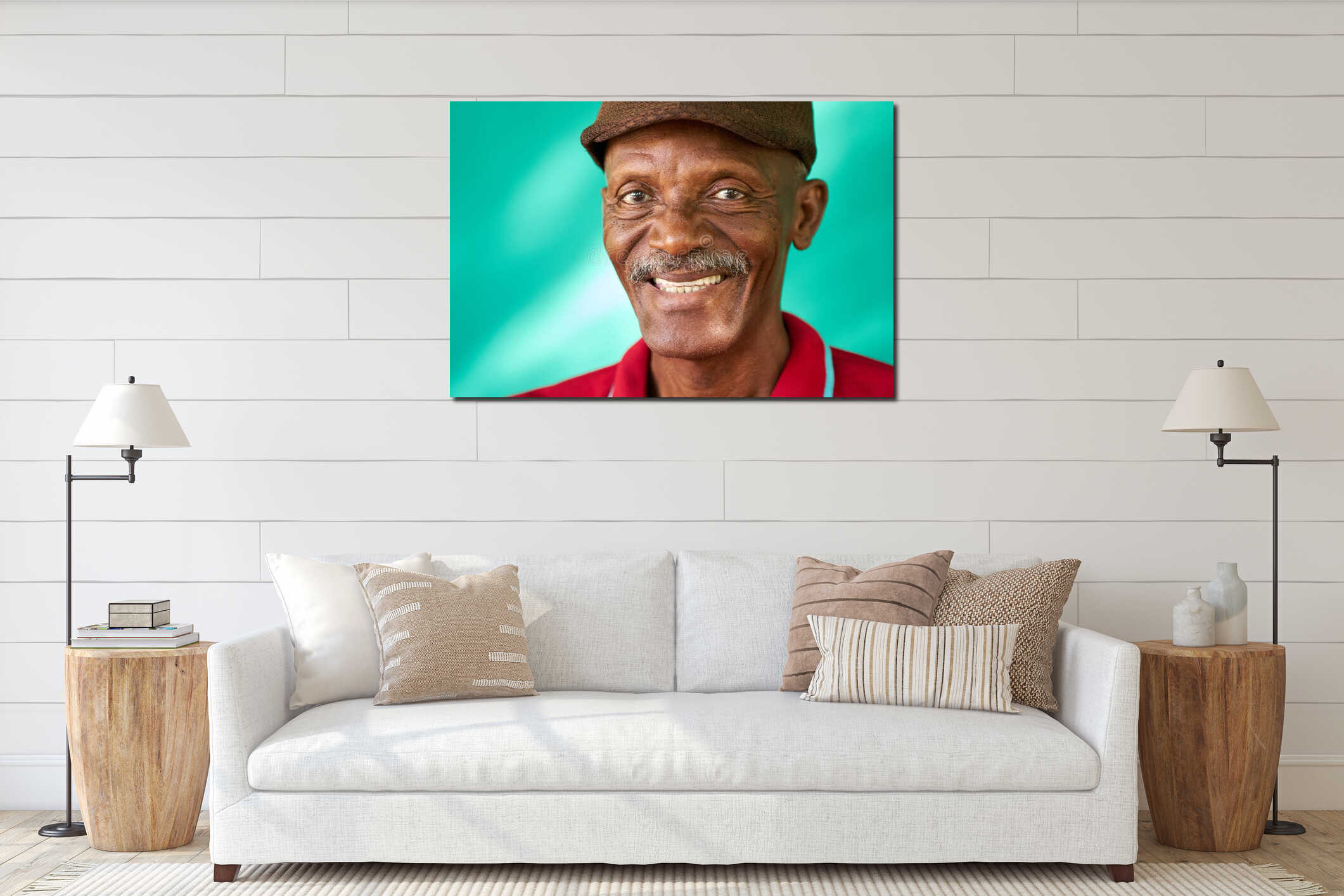 Seniors People Portrait Happy Old Black Man With Hat interior mockup