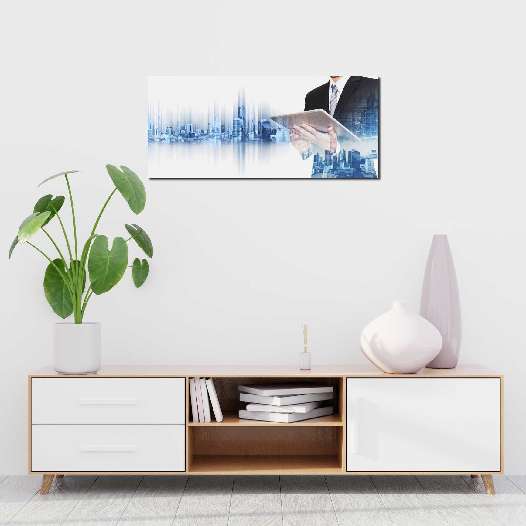 Canvas above sofa for size context