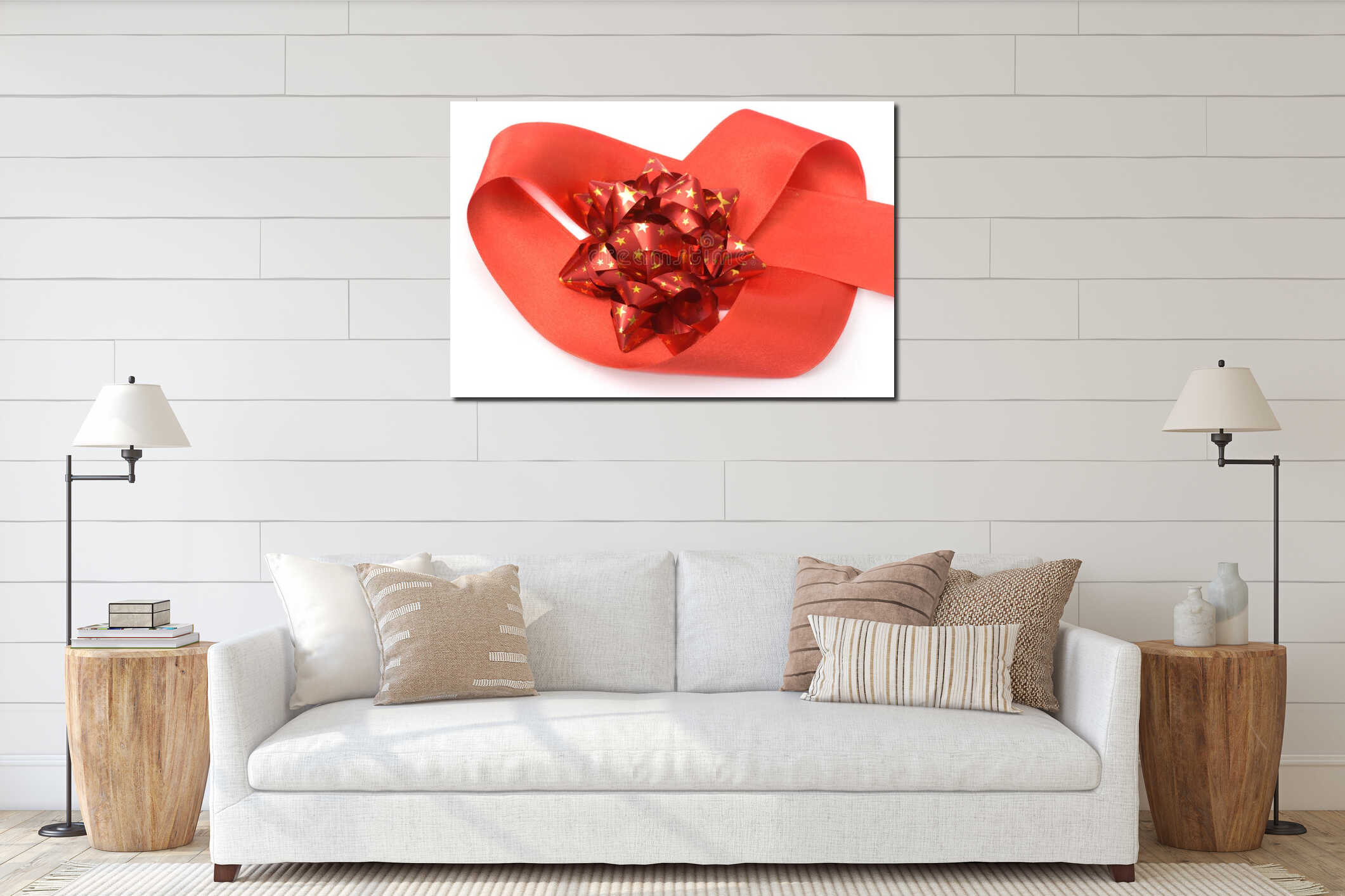 Red Shiny Bow with Stars on Heart Ribbon interior mockup