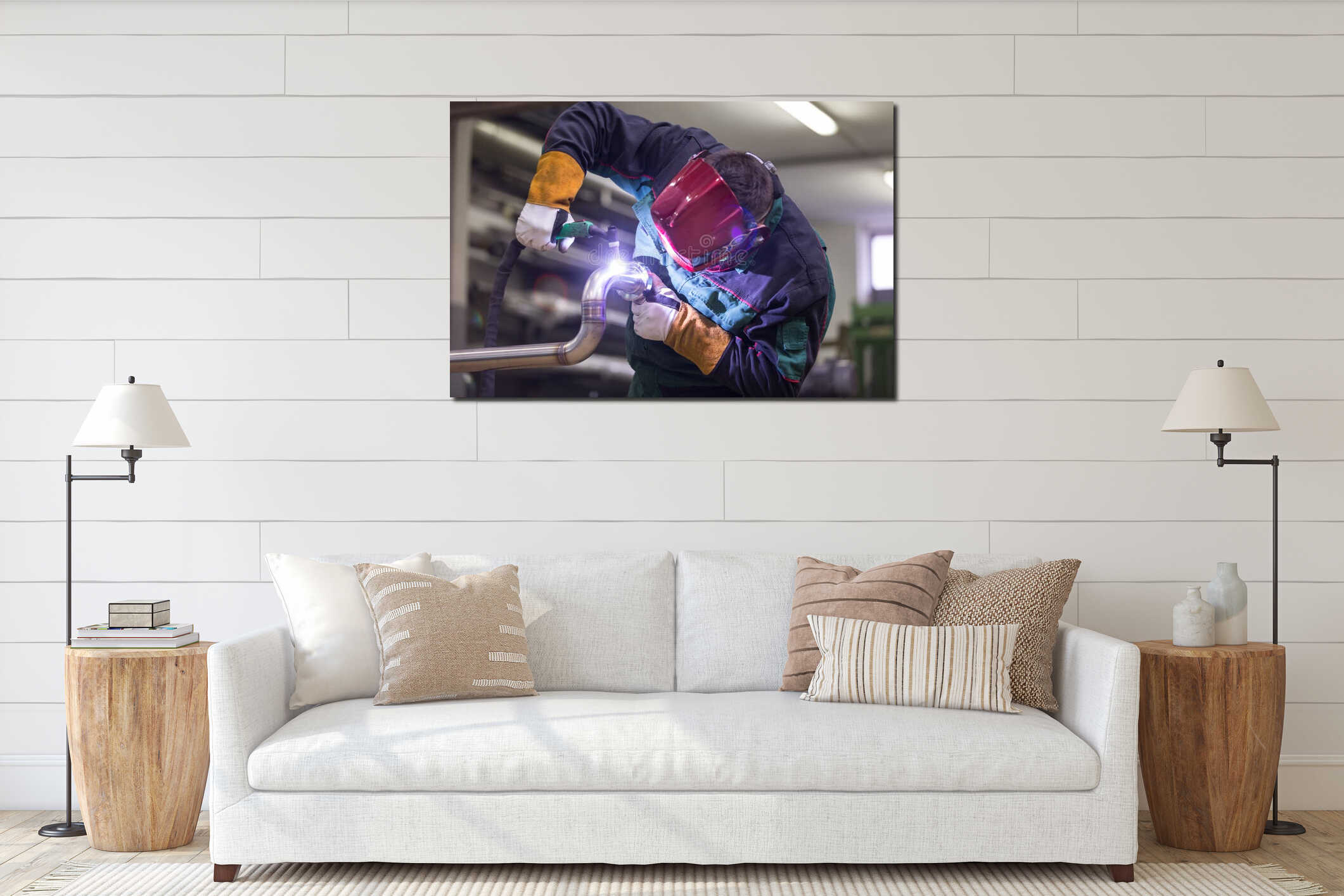 Canvas hanging interior mockup