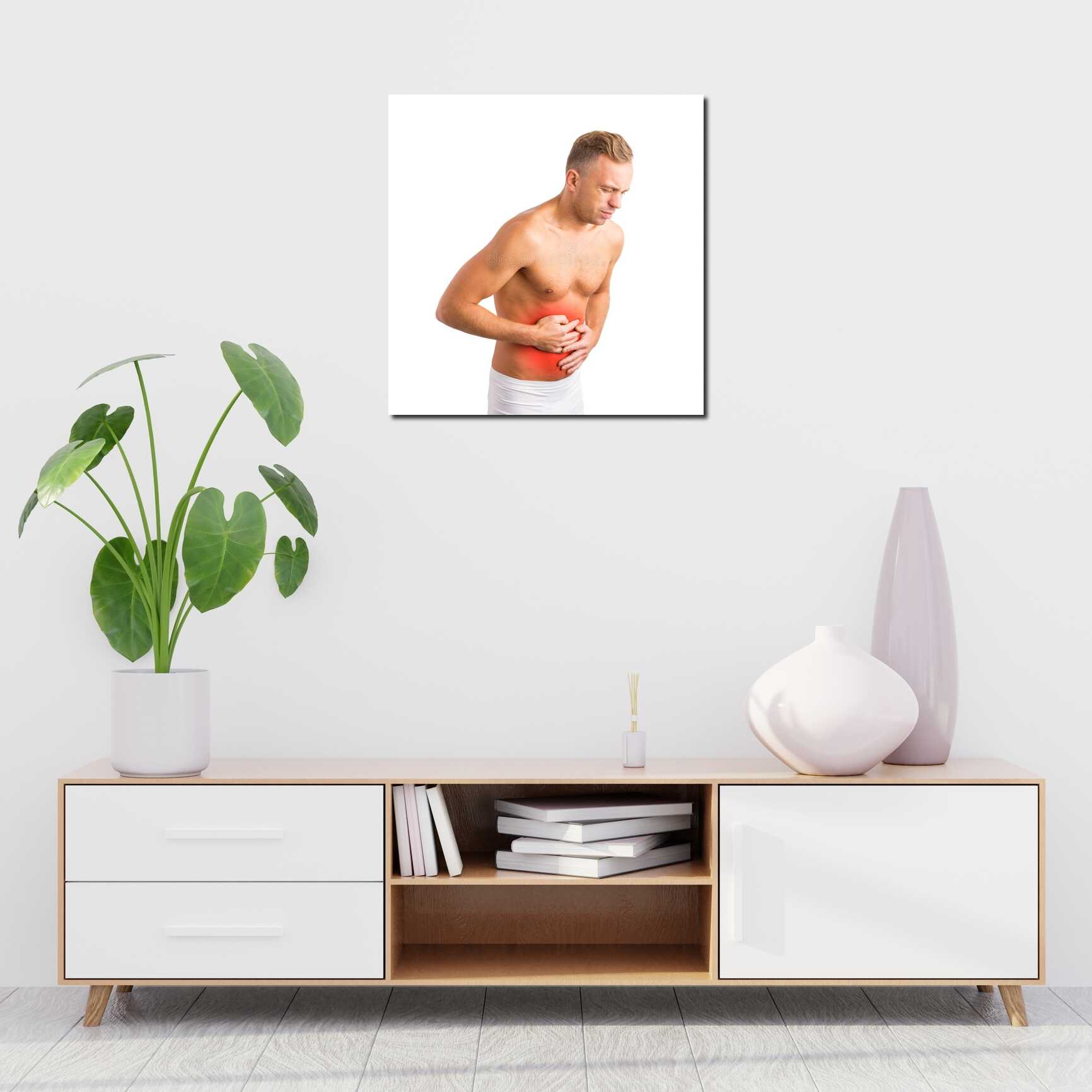 Canvas above sofa for size context