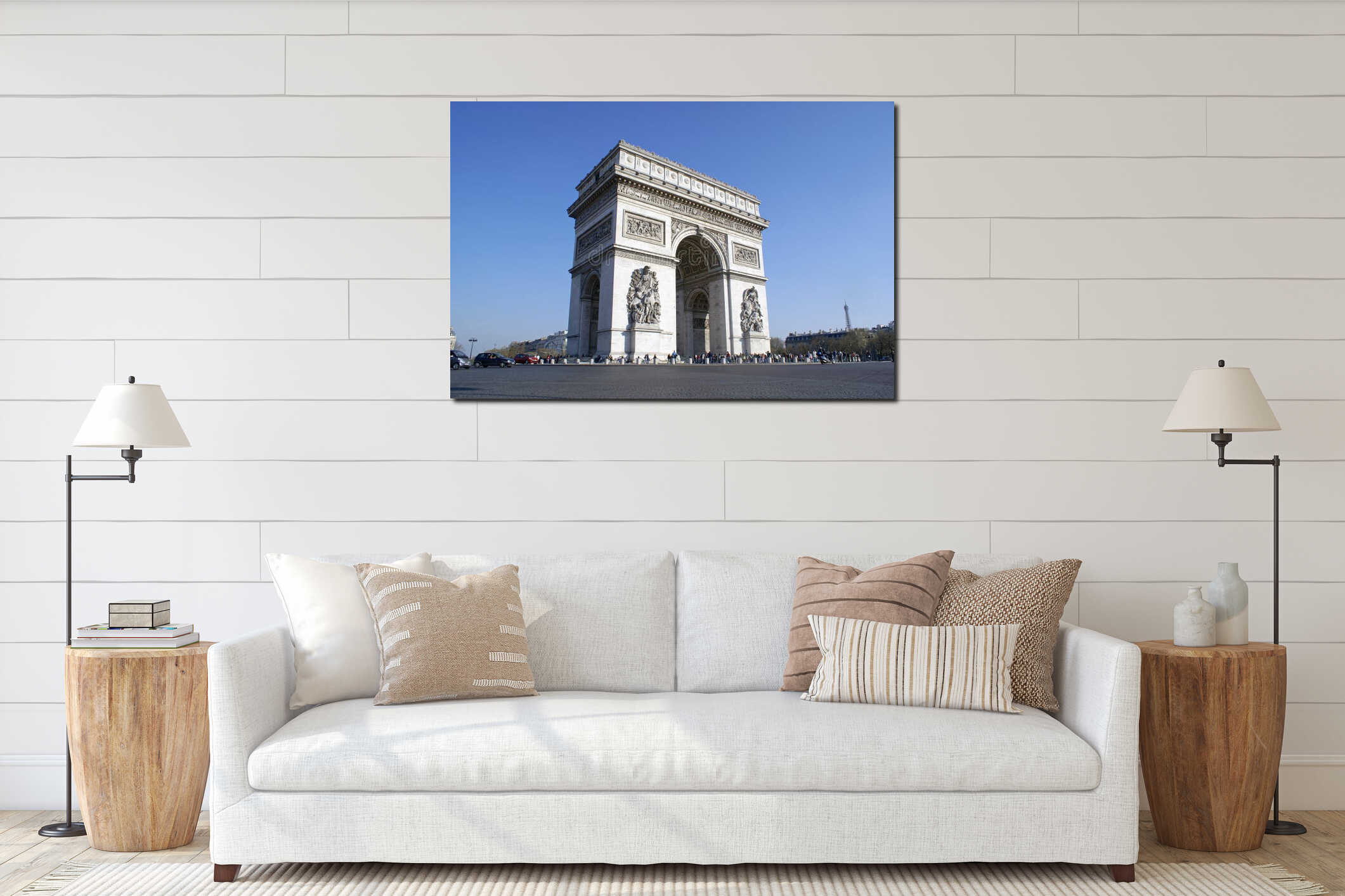 Arc de Triomphe, Paris, with Eiffel Tower interior mockup