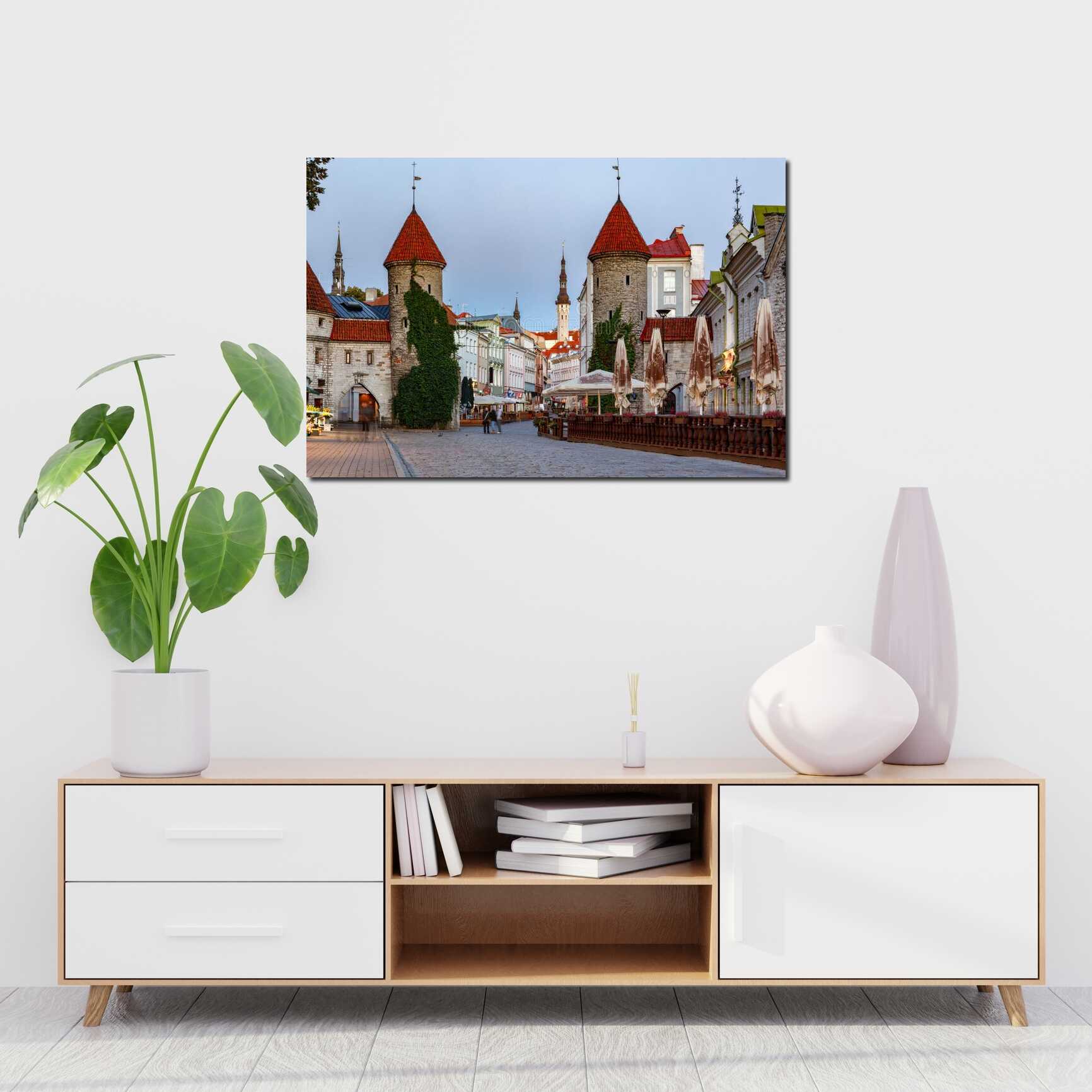 Canvas above sofa for size context