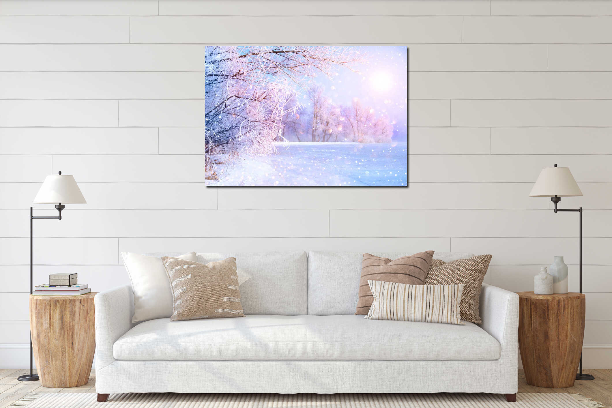 Canvas hanging interior mockup