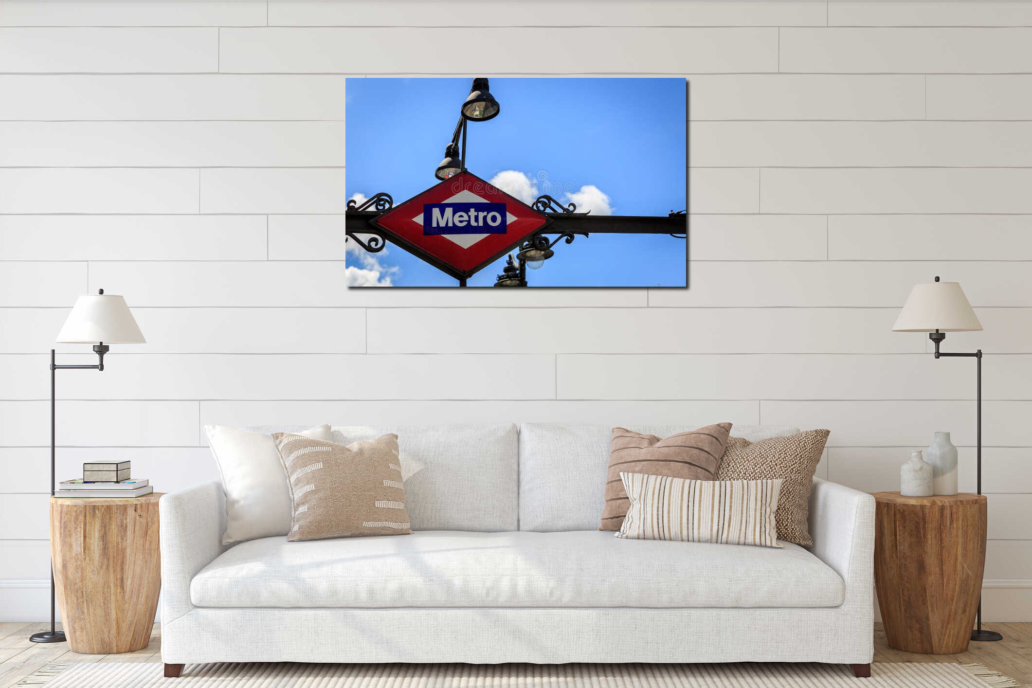 Close-up of a Madrid metro sign interior mockup