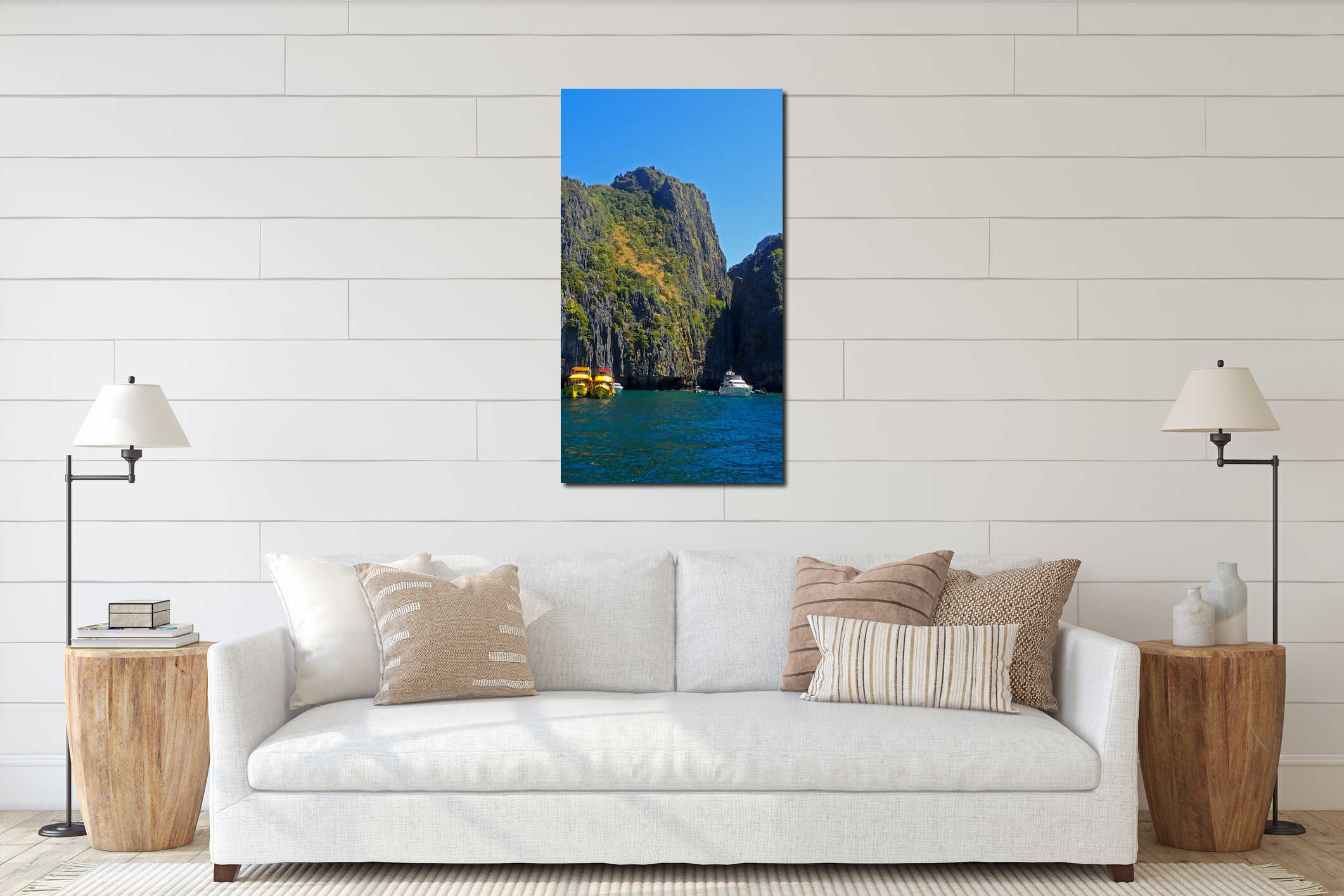 Bright Yellow Tour Boats in Iconic Thai Islands interior mockup