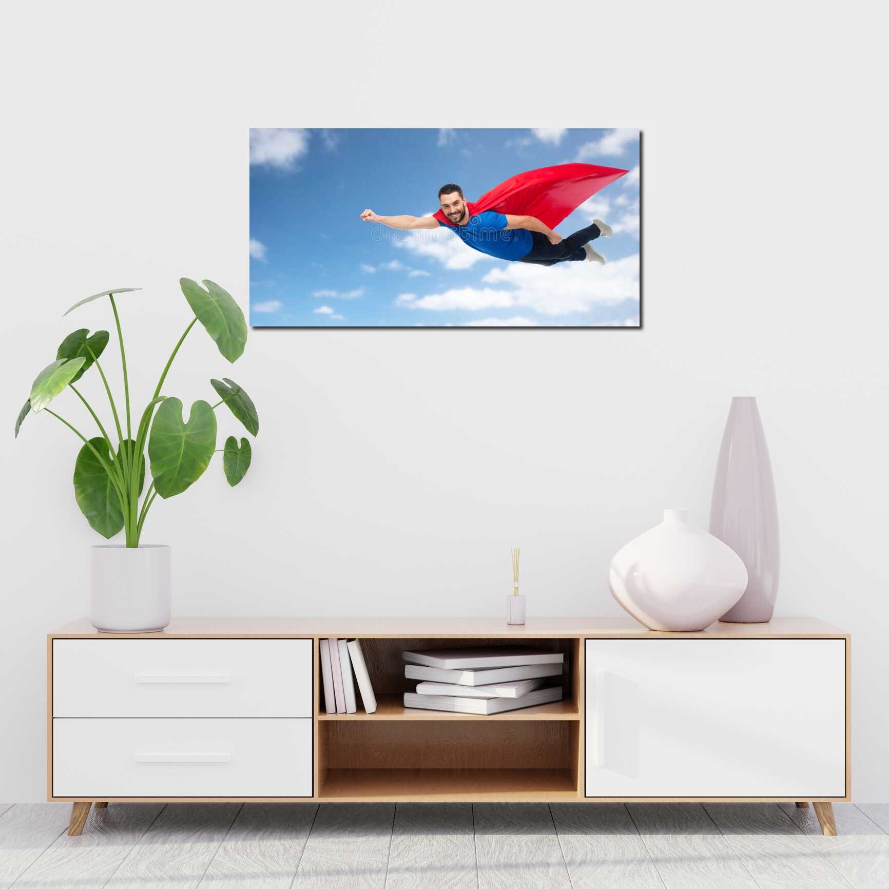 Canvas above sofa for size context