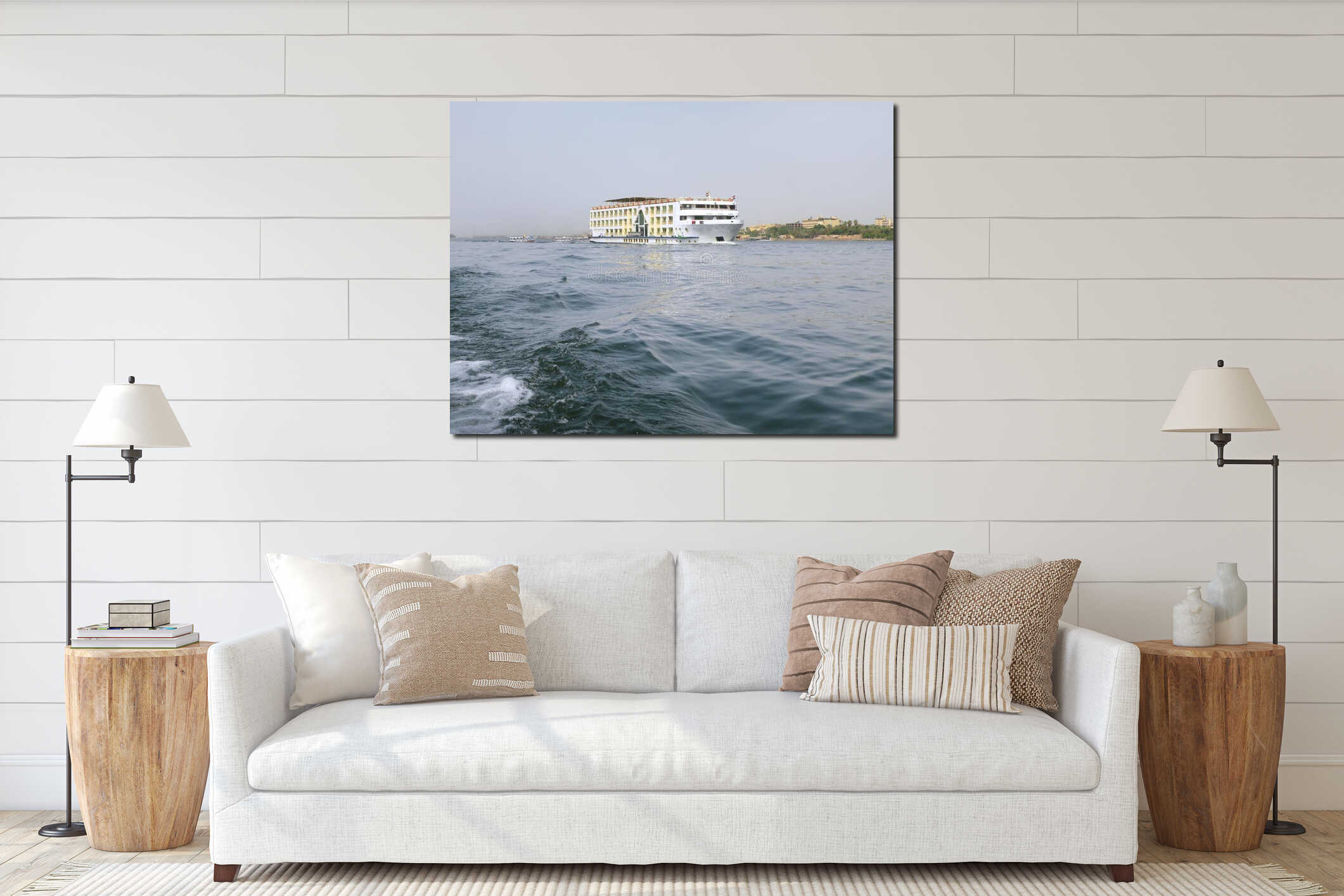 Cruise ship in Nile river interior mockup