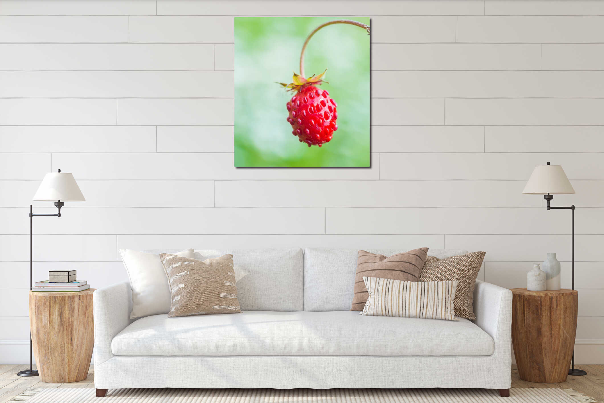 Woodland strawberry Fragaria vesca bright red fruit interior mockup