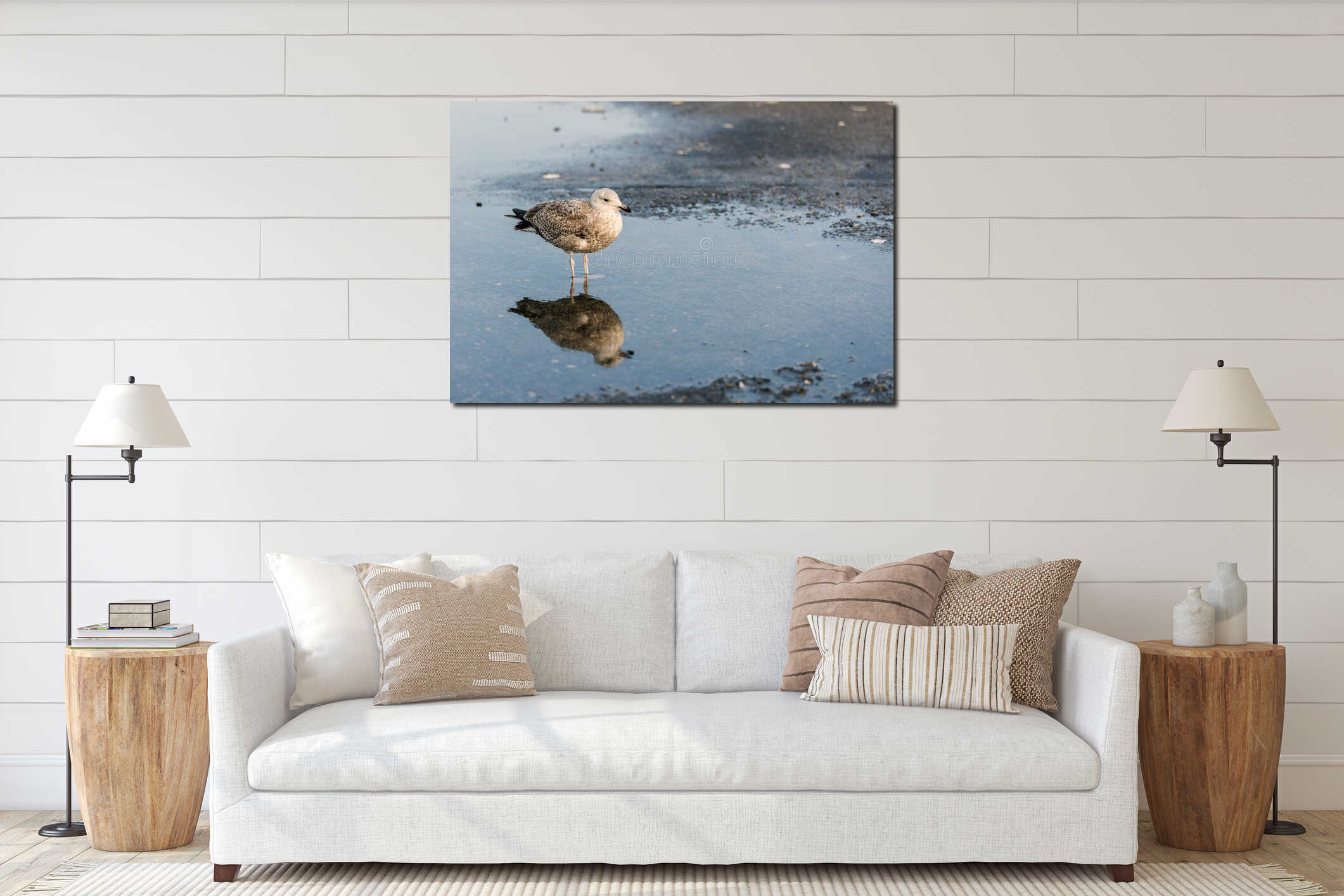 Young seagull bird interior mockup