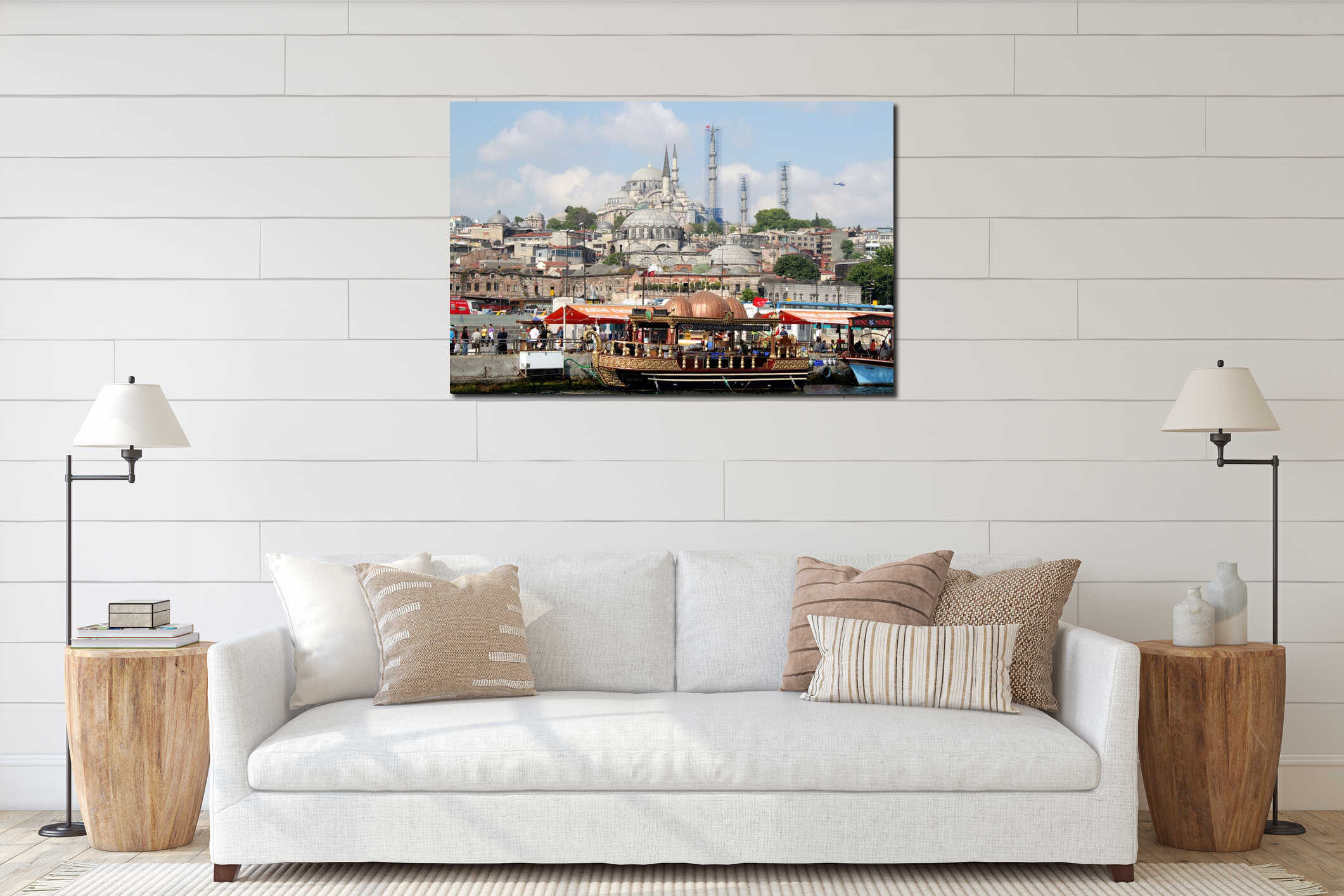 View of the Rustem Pasha mosque Rustempasa Camii and Suleymaniye Mosque Suleymaniye Camii from the Galata Bridge interior mockup