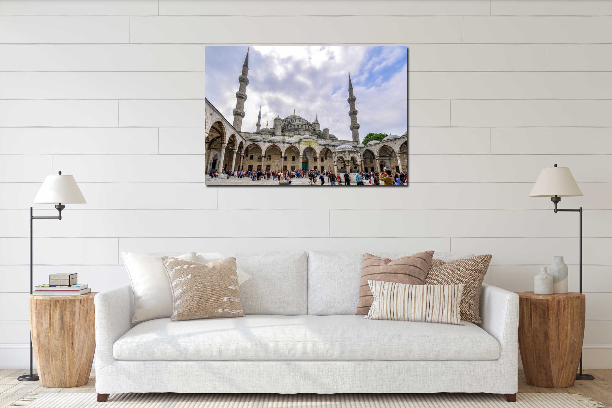 Istanbul, Turkey - May 16, 2012: courtyard of the mosque of Sultan Ahmet Blue Mosque, Istanbul, Turkey interior mockup