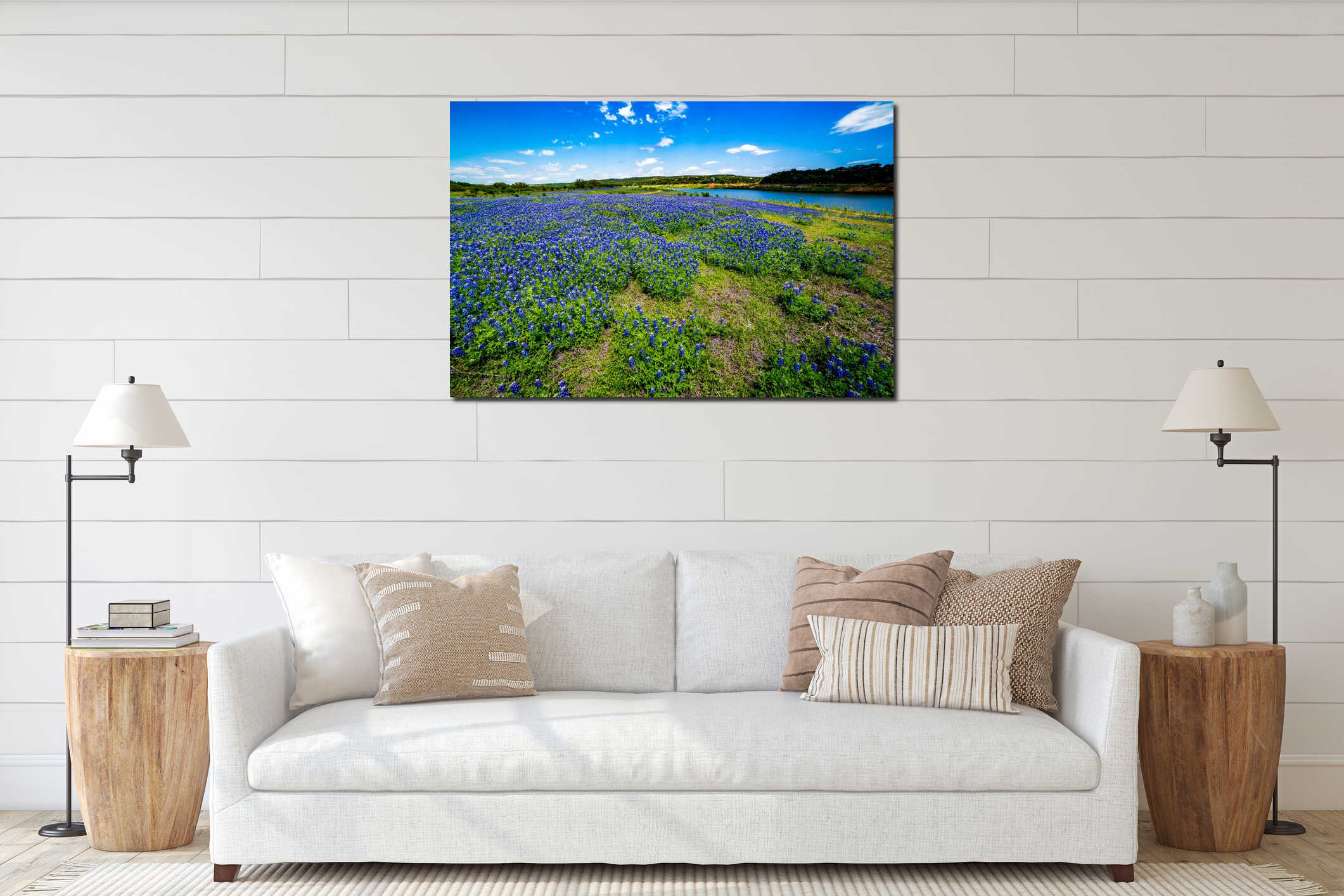 Wide Angle View of Famous Texas Bluebonnet Wildflowers Near the interior mockup