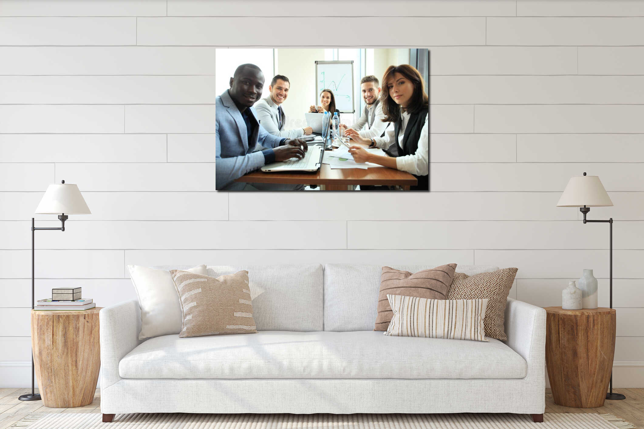 Entrepreneurs and business people conference in modern meeting room. interior mockup