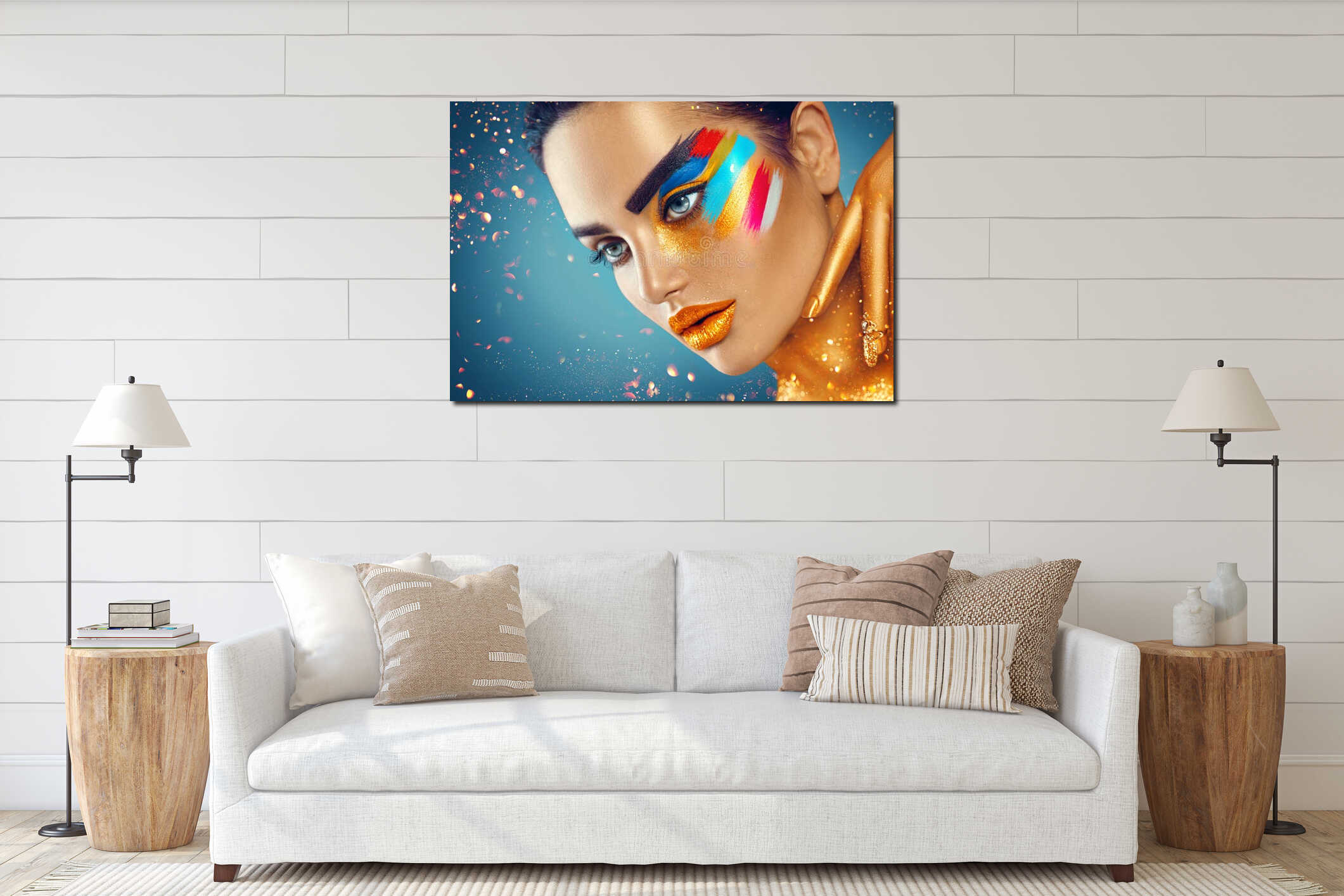 Canvas hanging interior mockup