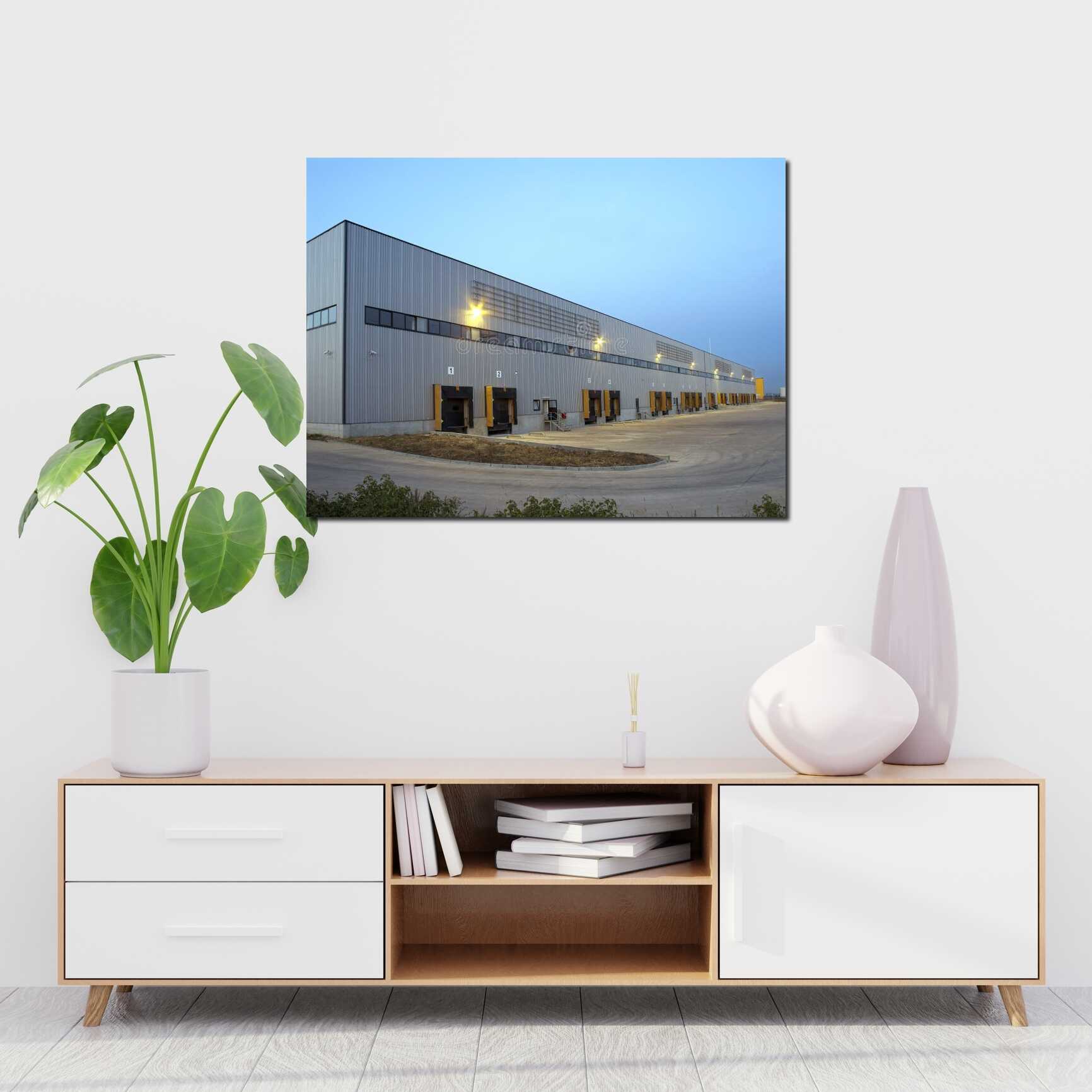 Canvas above sofa for size context