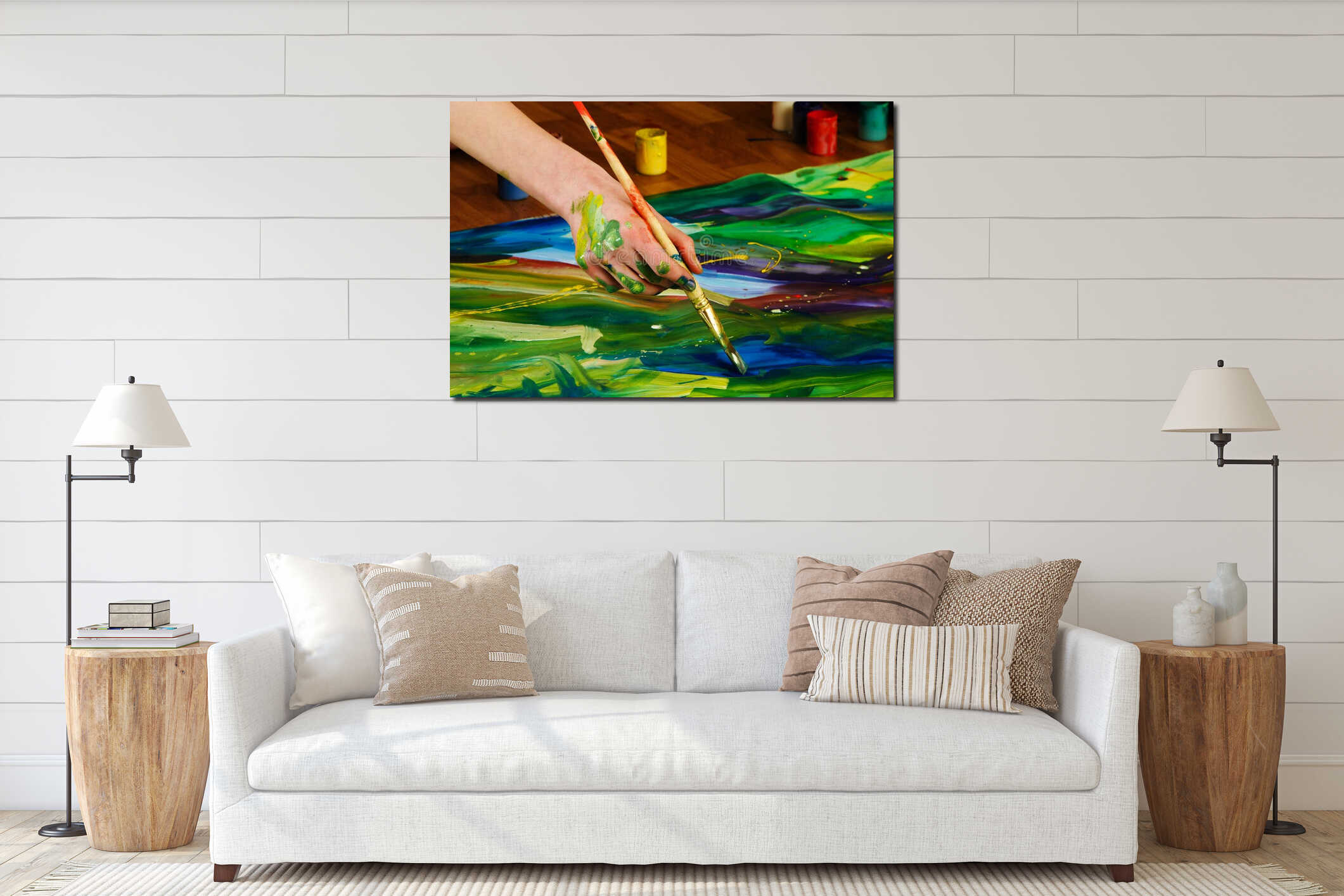 Canvas hanging interior mockup