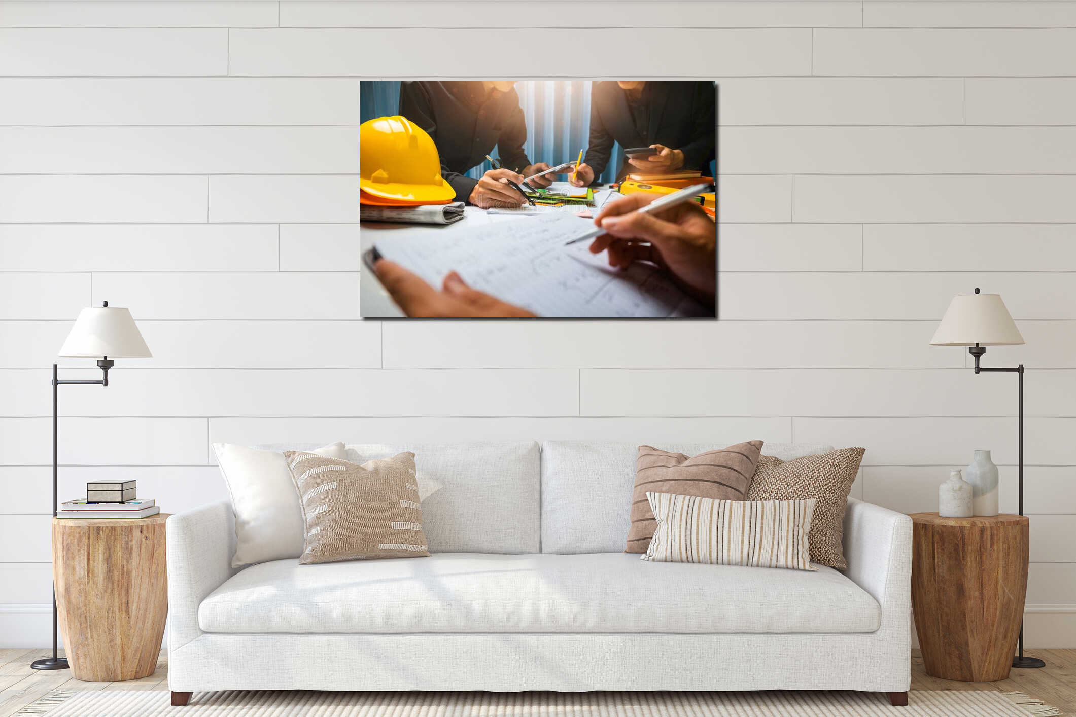 Canvas hanging interior mockup