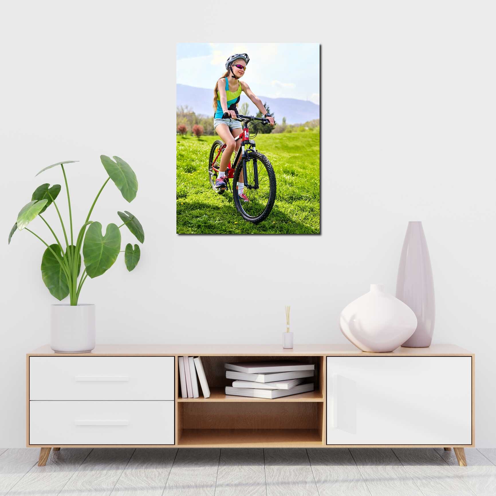 Canvas above sofa for size context