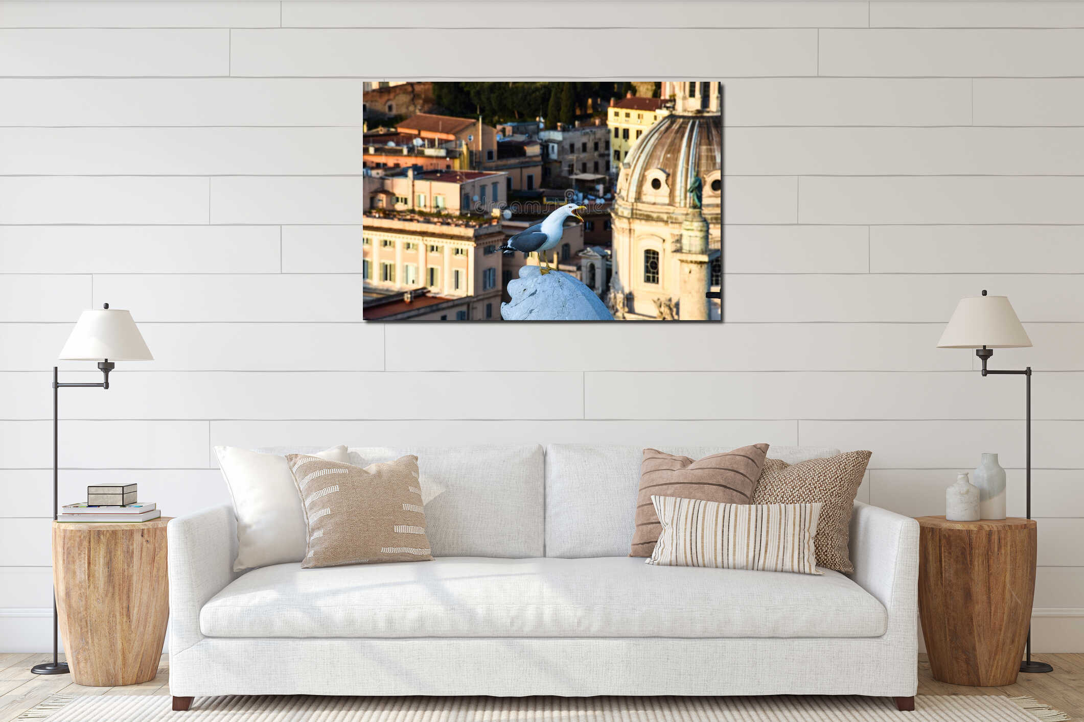 Beautiful Seagull Squawking in Rome interior mockup