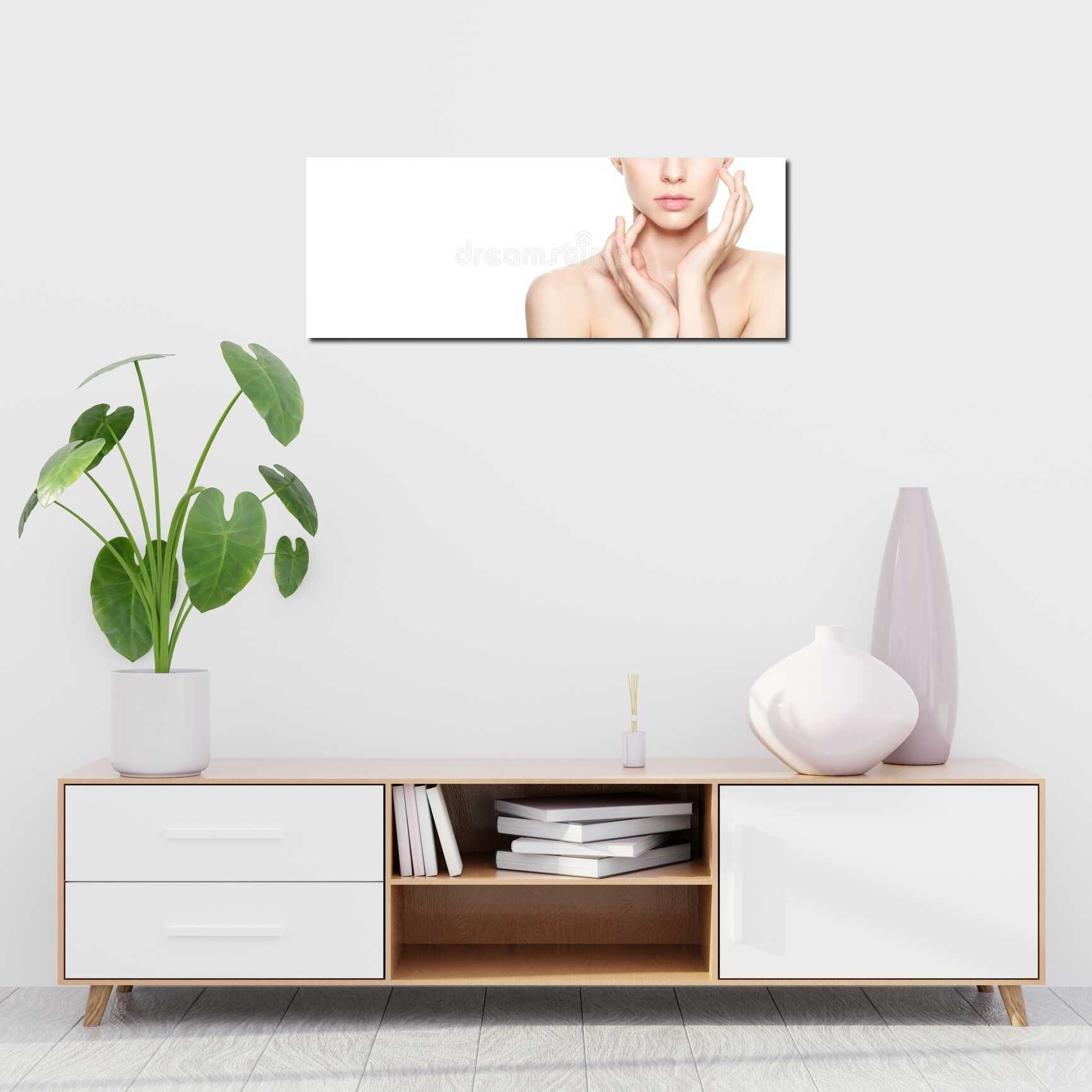 Canvas above sofa for size context