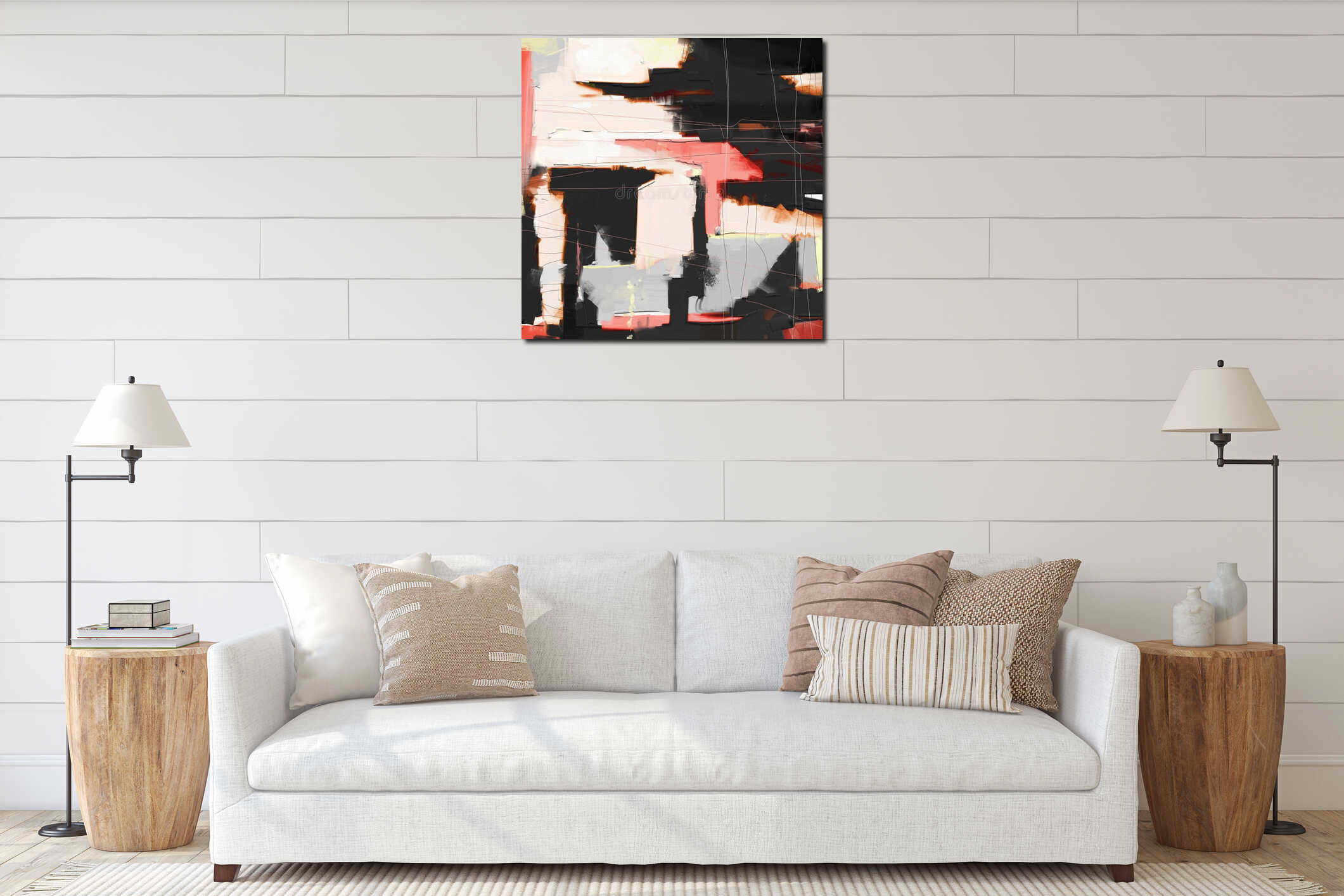Canvas hanging interior mockup